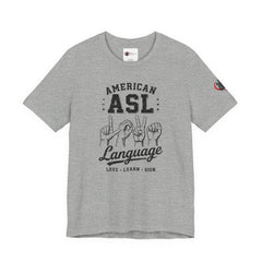 Men ASL American Sign Language Hand Sign Graphic Tee – Minimalist Black & White Design