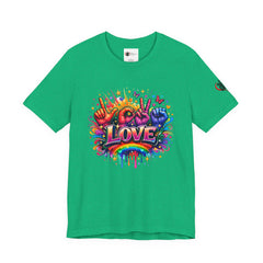 Women ASL Love Explosion – Vibrant Expression T-Shirt Design