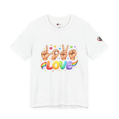 Women ASL Love Expression – Vibrant Sign Language T-Shirt Design