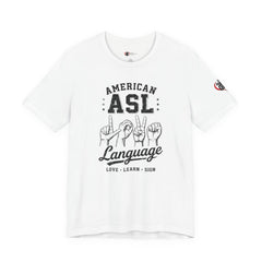 Men ASL American Sign Language Hand Sign Graphic Tee – Minimalist Black & White Design