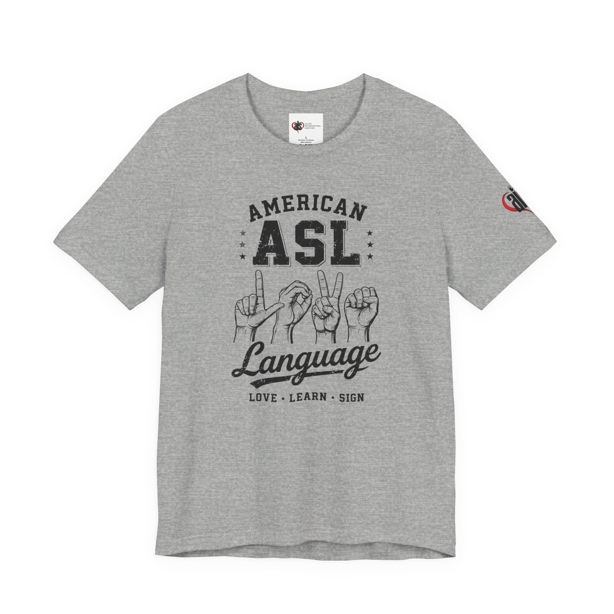 Men ASL American Sign Language Hand Sign Graphic Tee – Minimalist Black & White Design