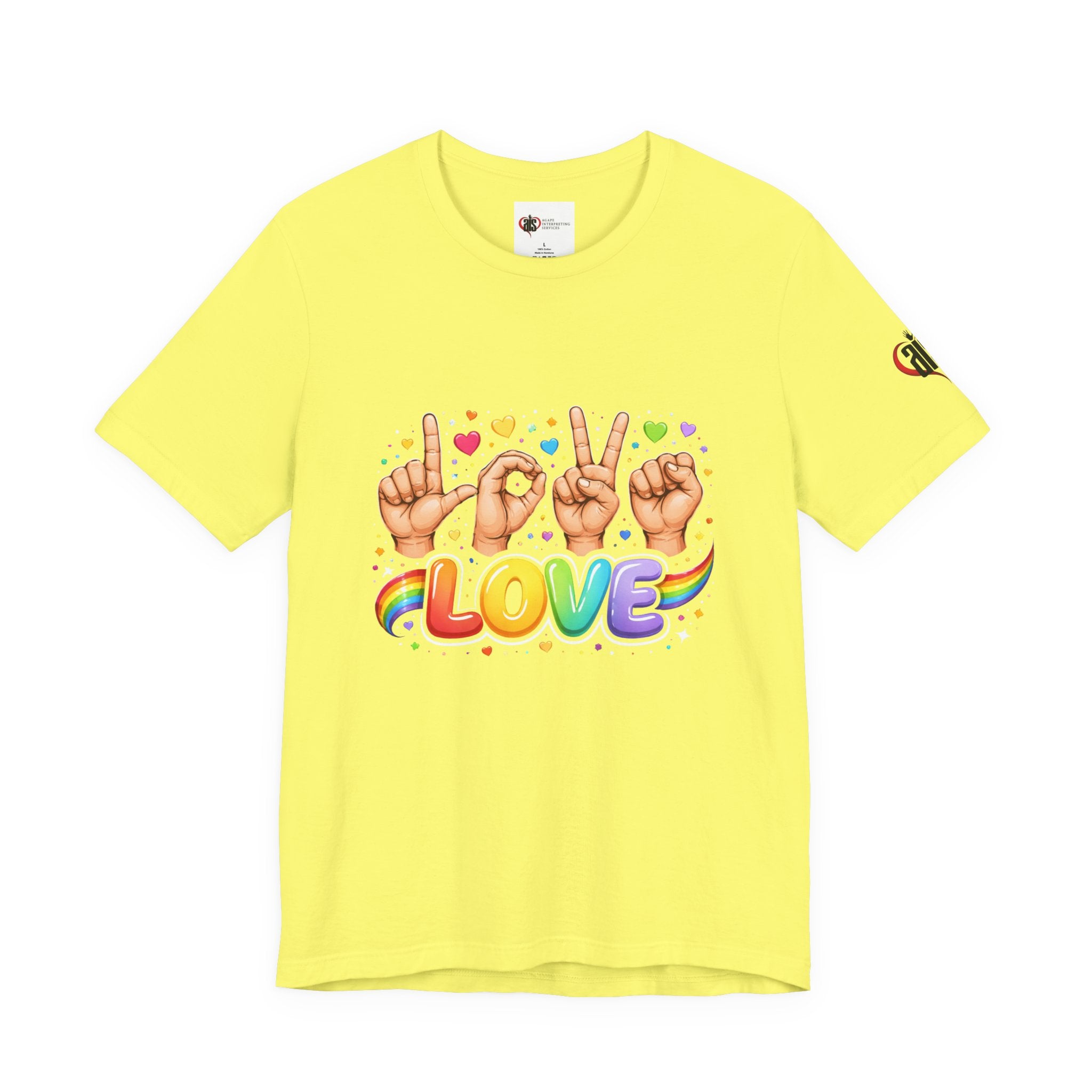 Women ASL Love Expression – Vibrant Sign Language T-Shirt Design