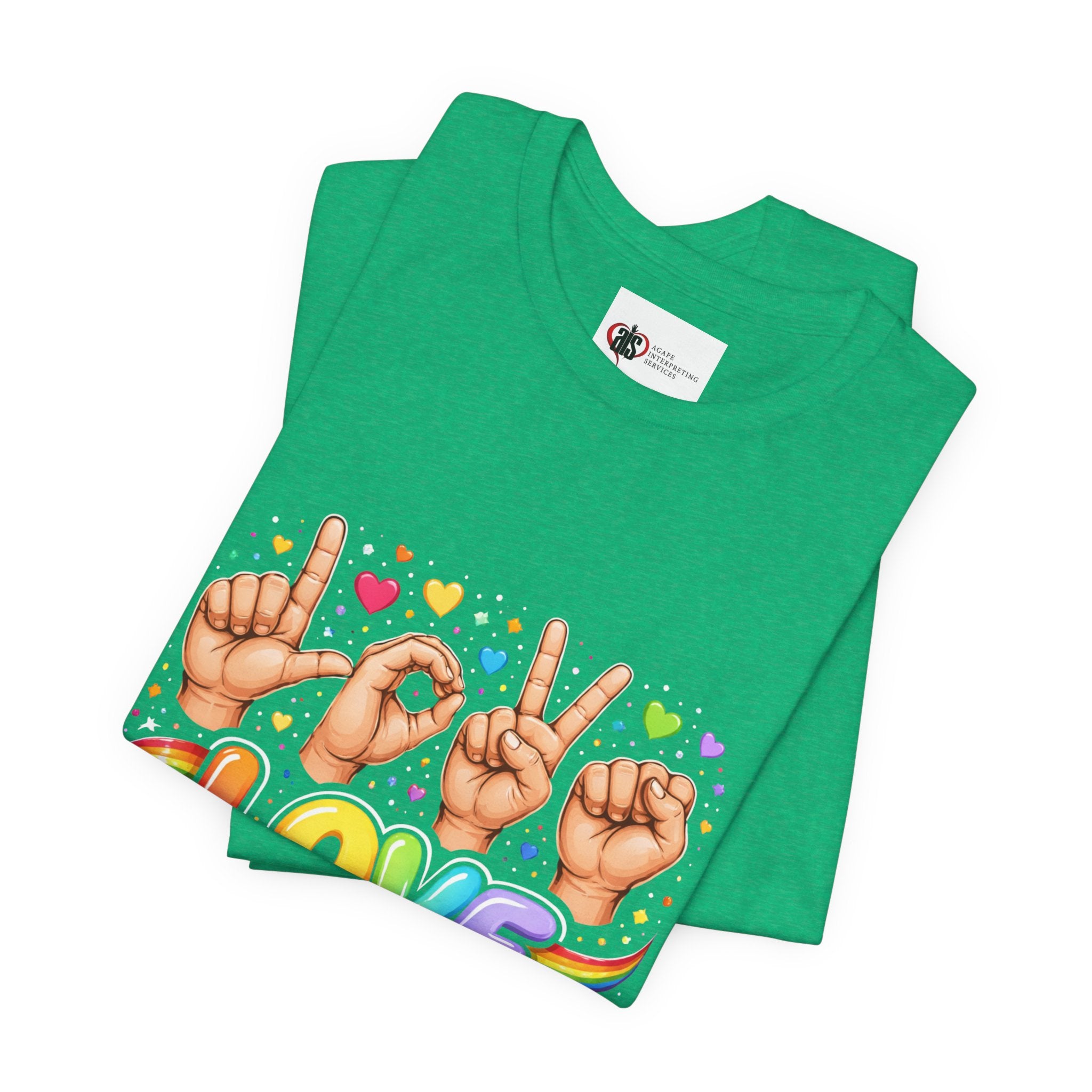 Women ASL Love Expression – Vibrant Sign Language T-Shirt Design