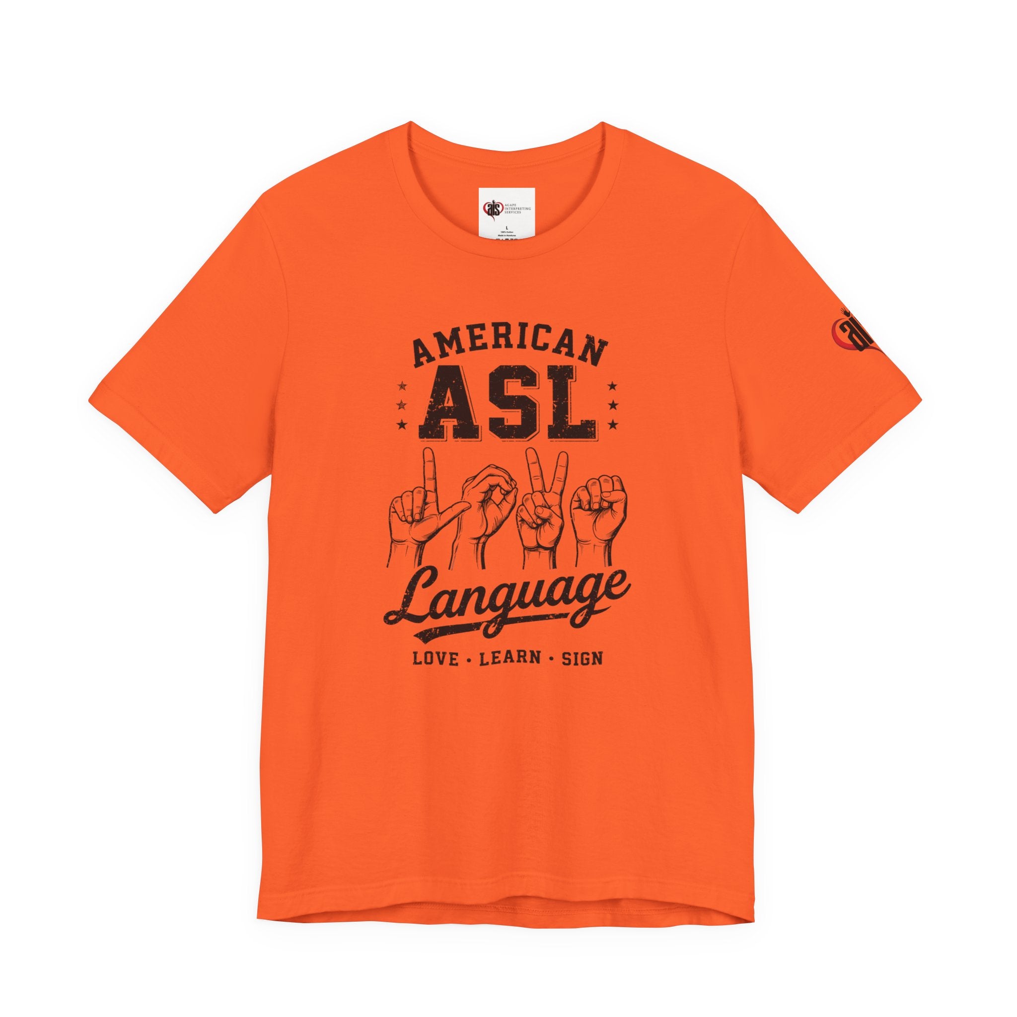 Men ASL American Sign Language Hand Sign Graphic Tee – Minimalist Black & White Design