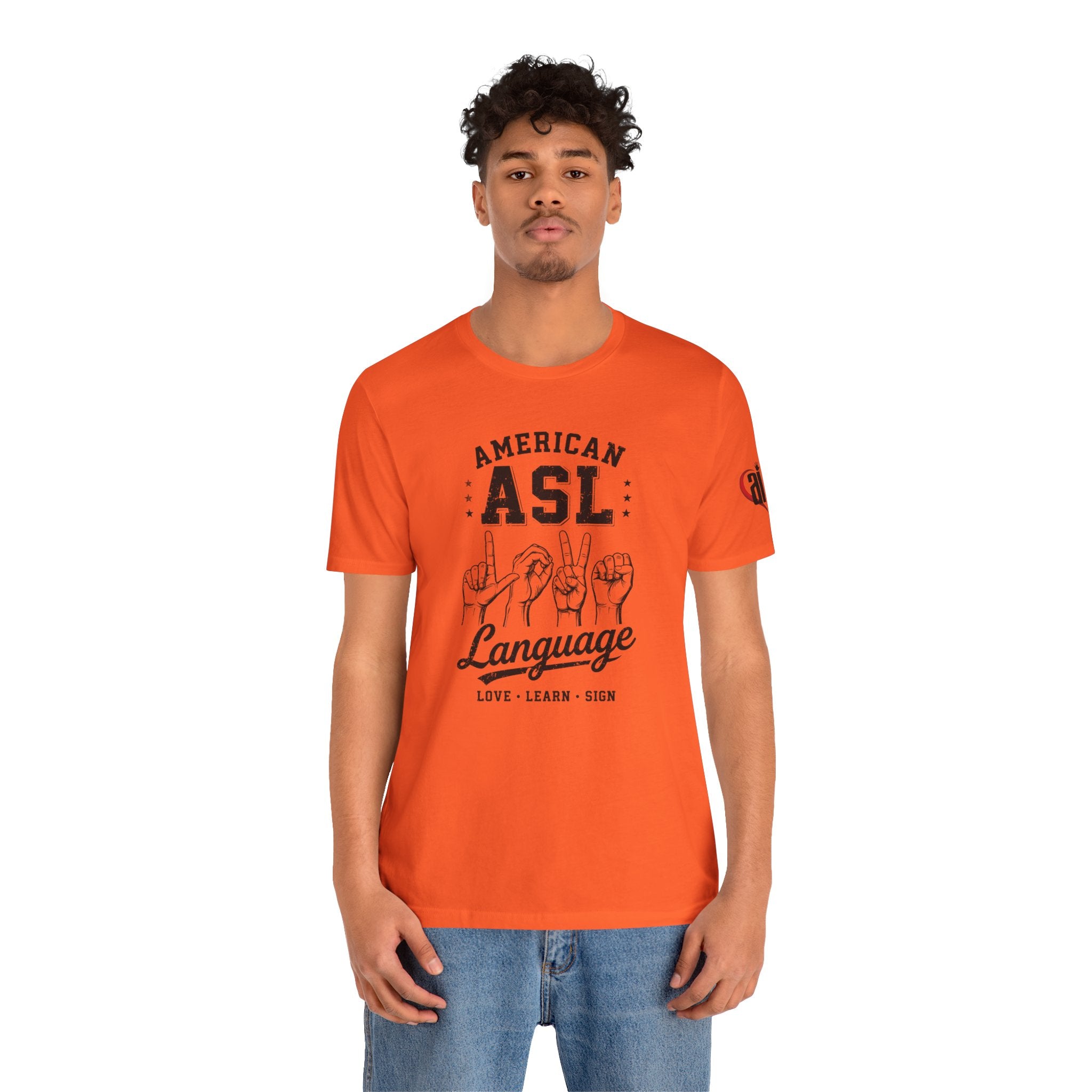 Men ASL American Sign Language Hand Sign Graphic Tee – Minimalist Black & White Design