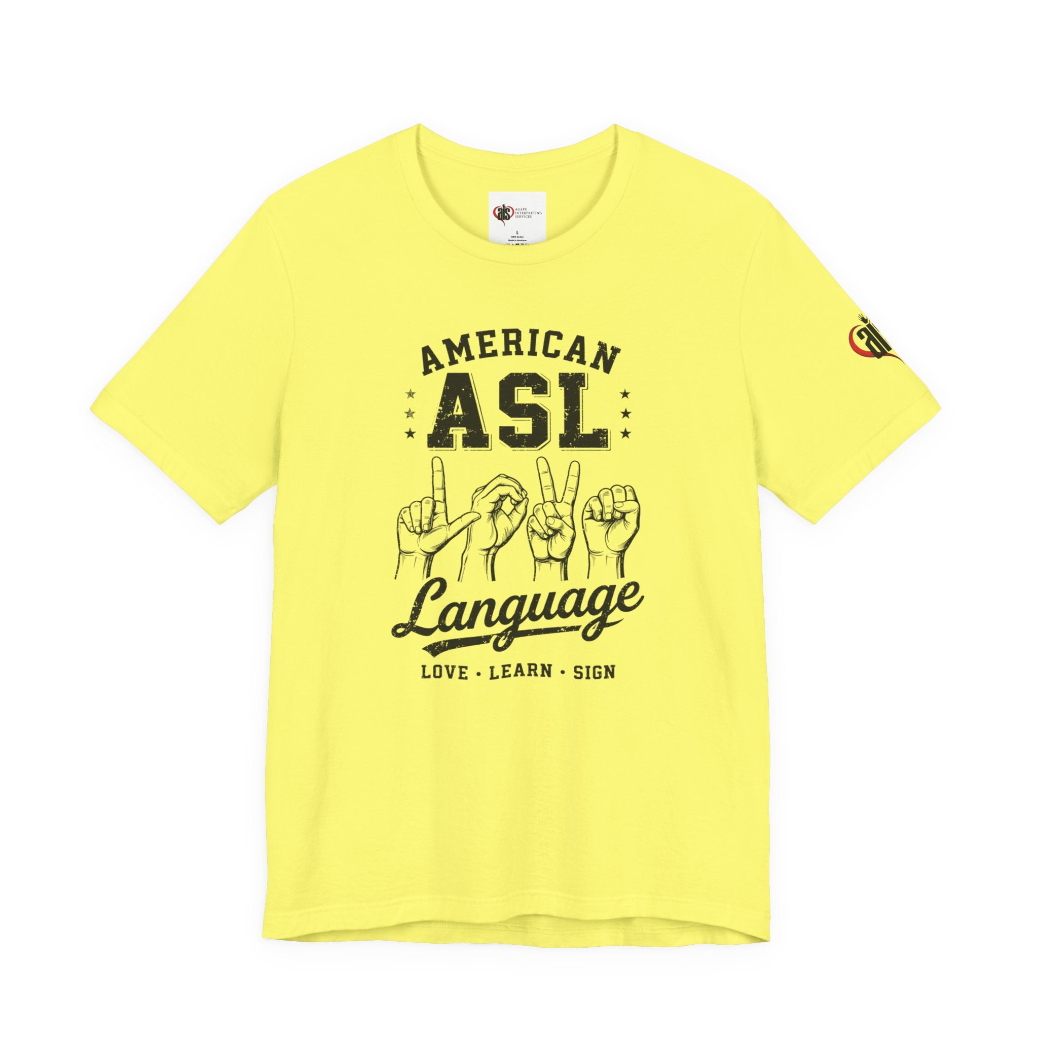 Men ASL American Sign Language Hand Sign Graphic Tee – Minimalist Black & White Design