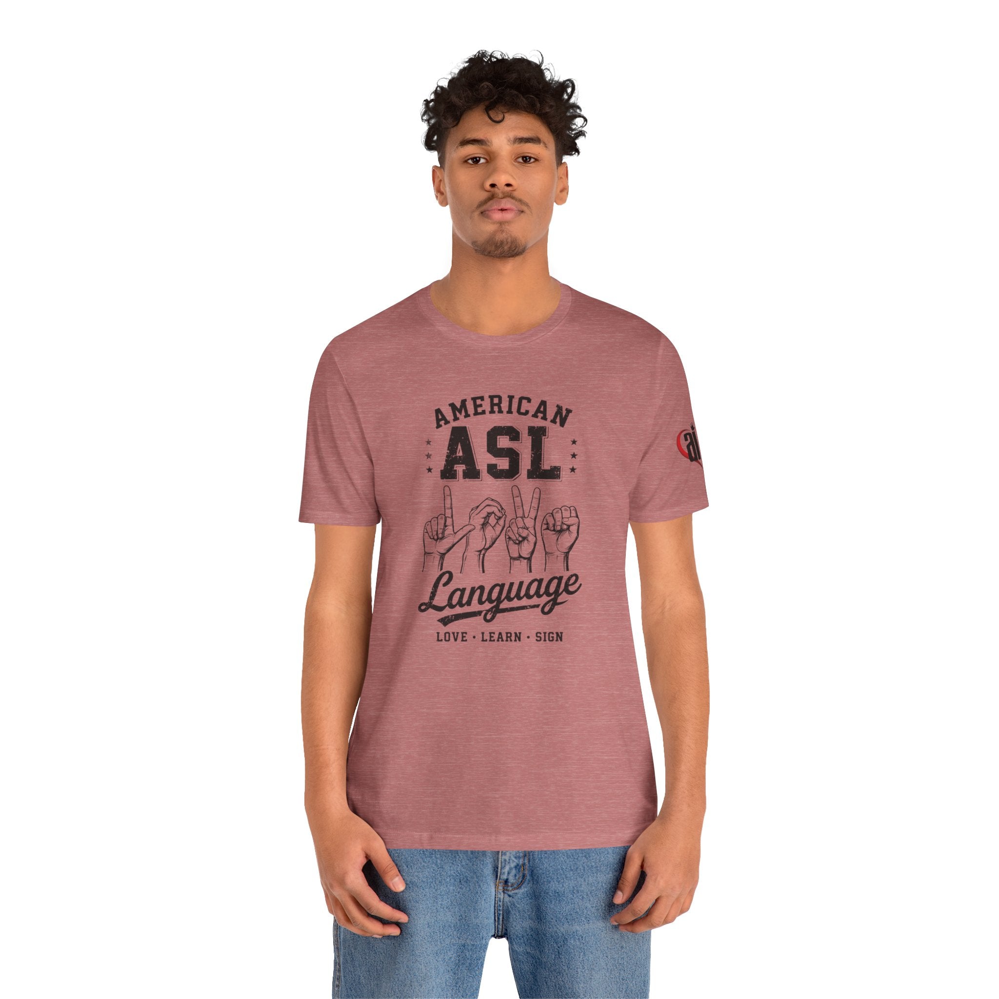 Men ASL American Sign Language Hand Sign Graphic Tee – Minimalist Black & White Design