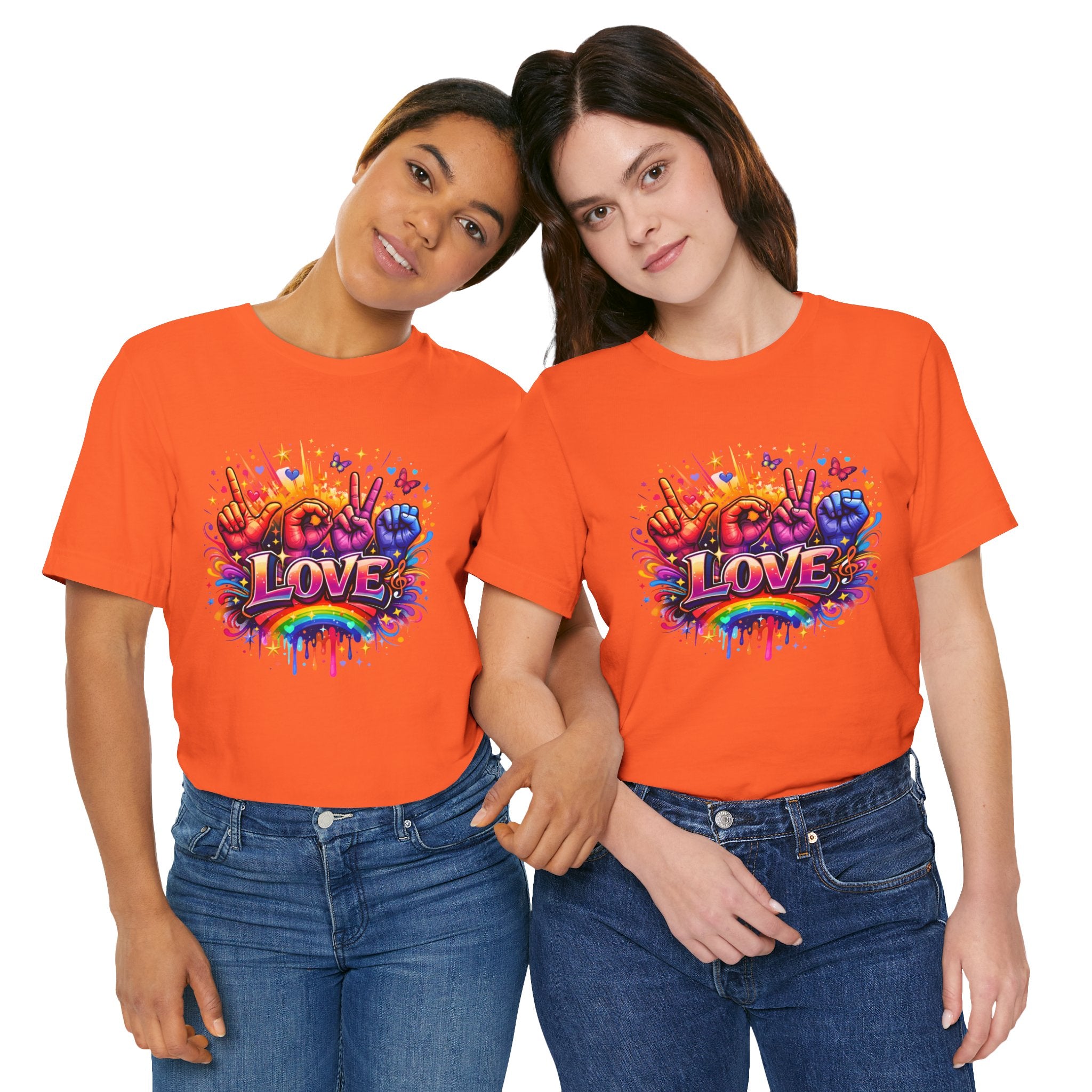 Women ASL Love Explosion – Vibrant Expression T-Shirt Design