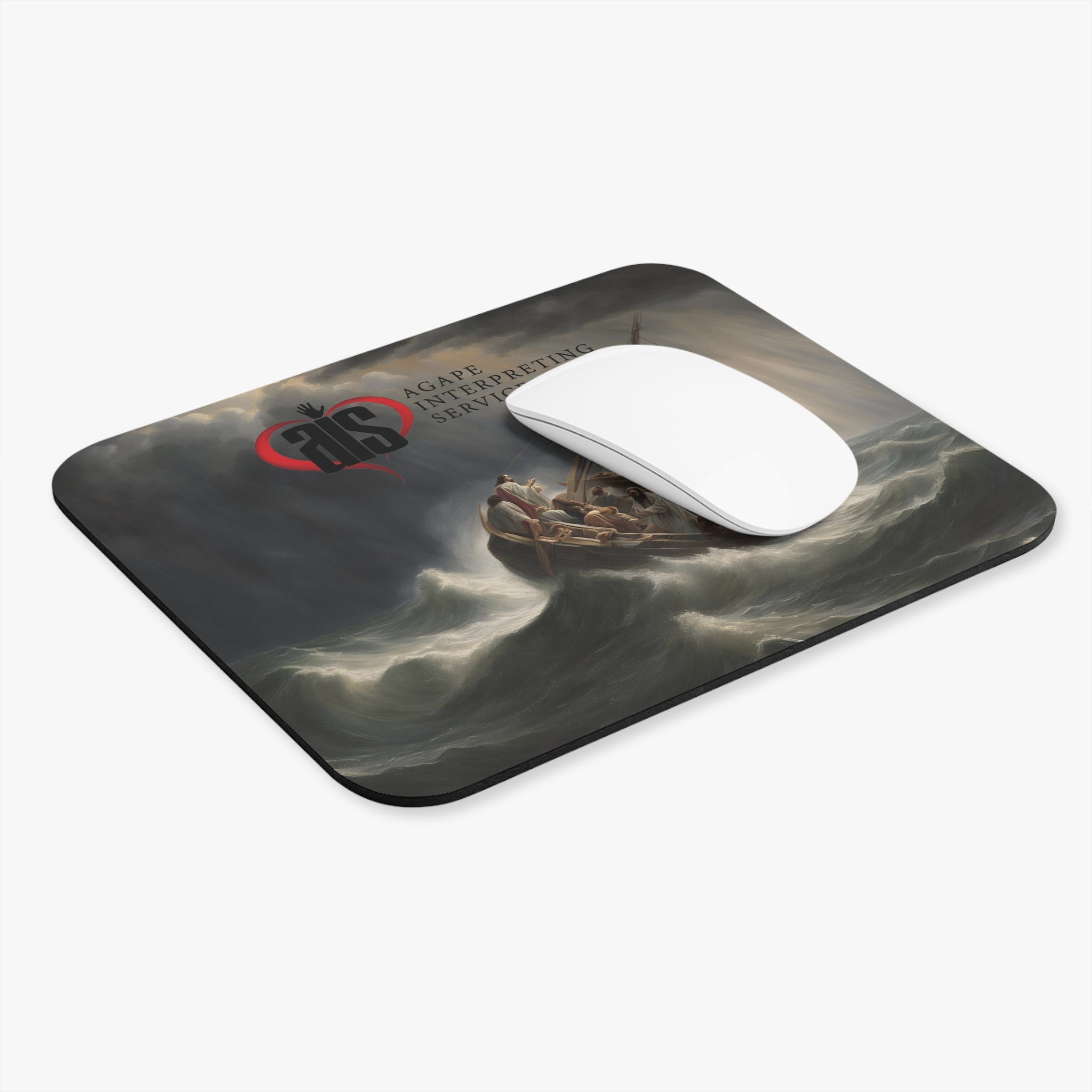 AIS Jesus In Storm Mouse Pad, Artistic Desk Accessory, Office Decor Gift, Unique Computer Mousepad, Customized Mousepad