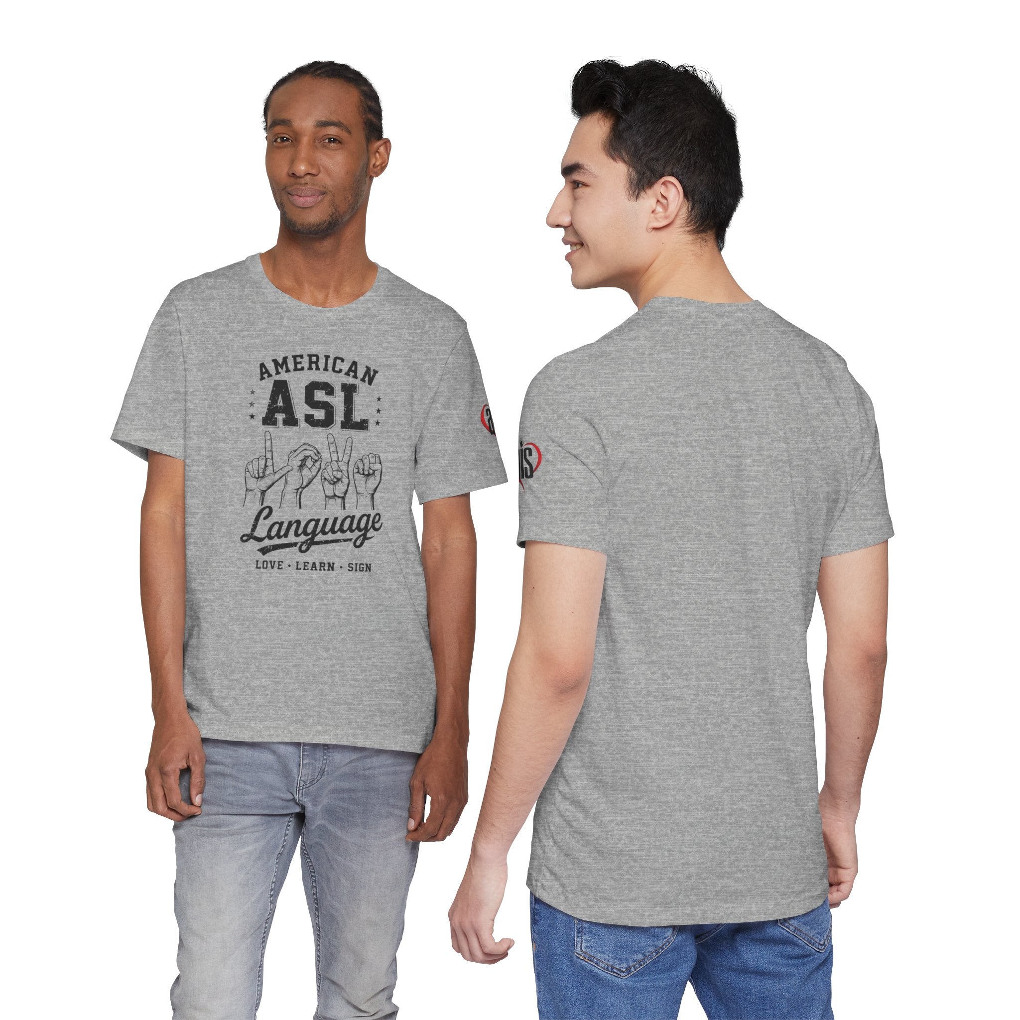 Men ASL American Sign Language Hand Sign Graphic Tee – Minimalist Black & White Design