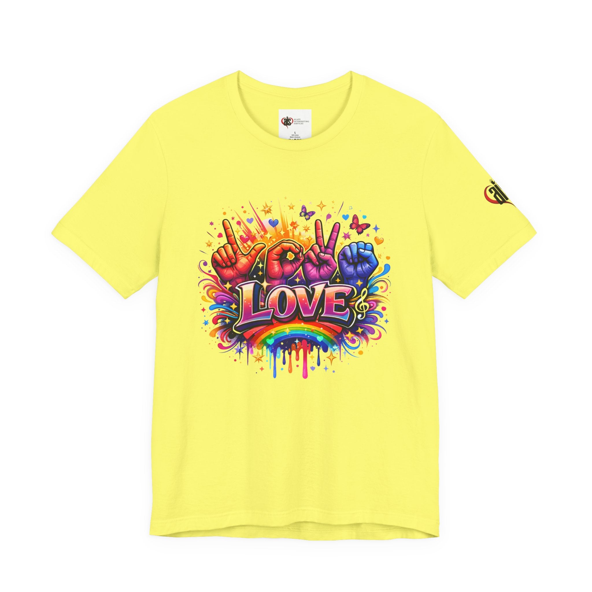 Women ASL Love Explosion – Vibrant Expression T-Shirt Design