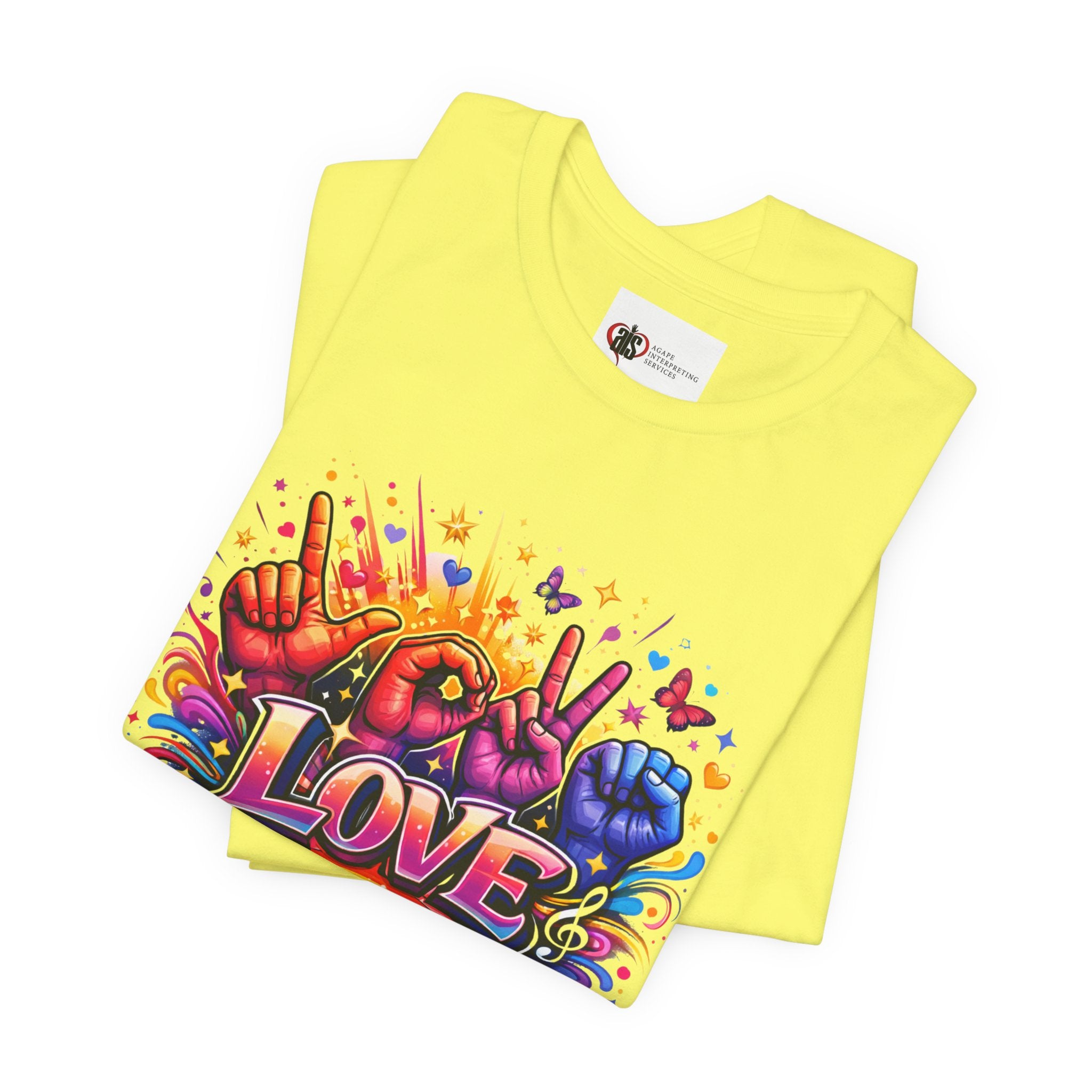 Women ASL Love Explosion – Vibrant Expression T-Shirt Design