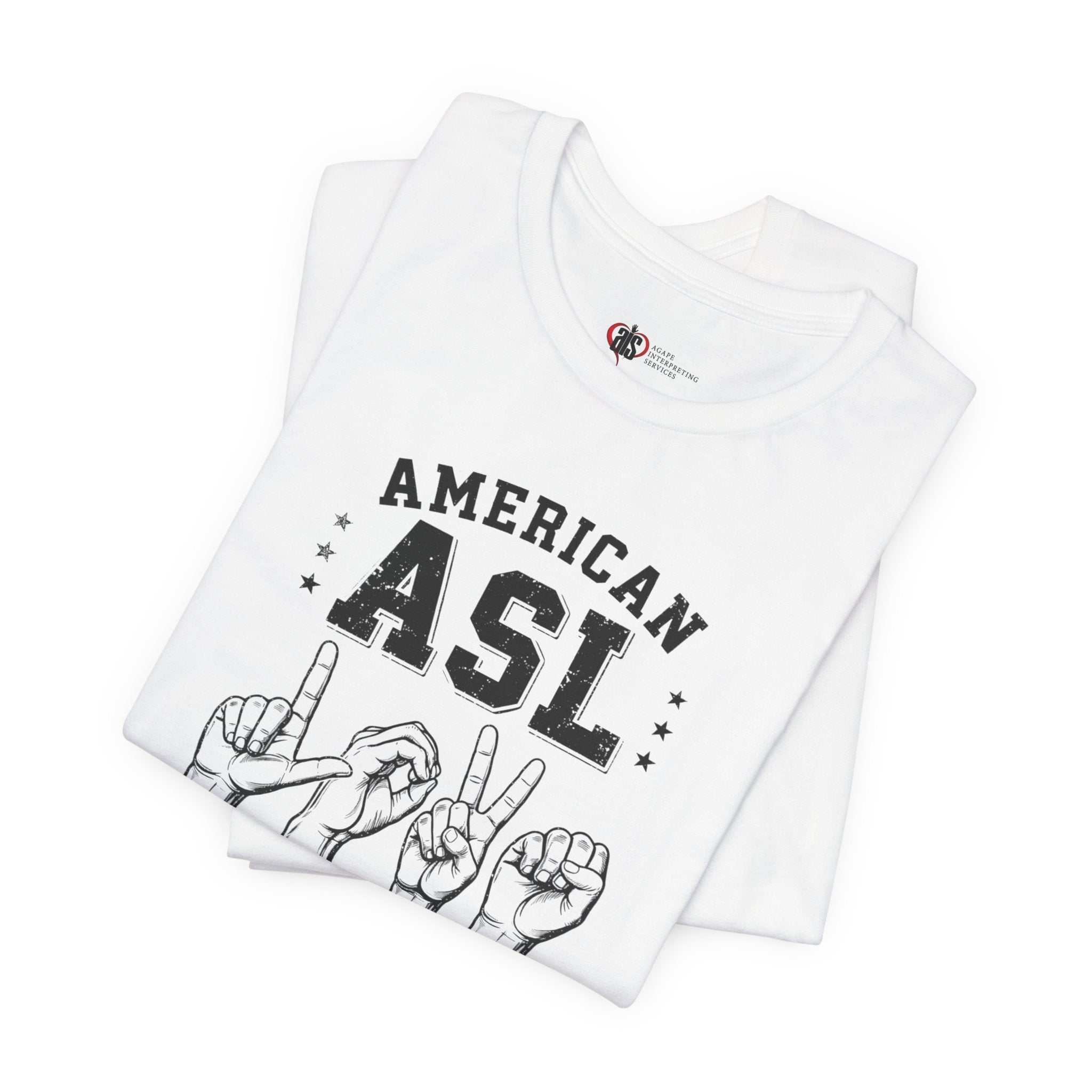 Men ASL American Sign Language Hand Sign Graphic Tee – Minimalist Black & White Design
