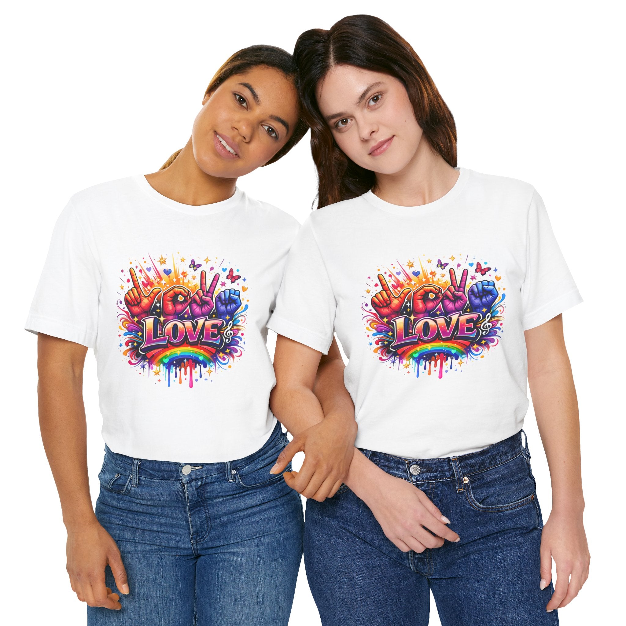 Women ASL Love Explosion – Vibrant Expression T-Shirt Design