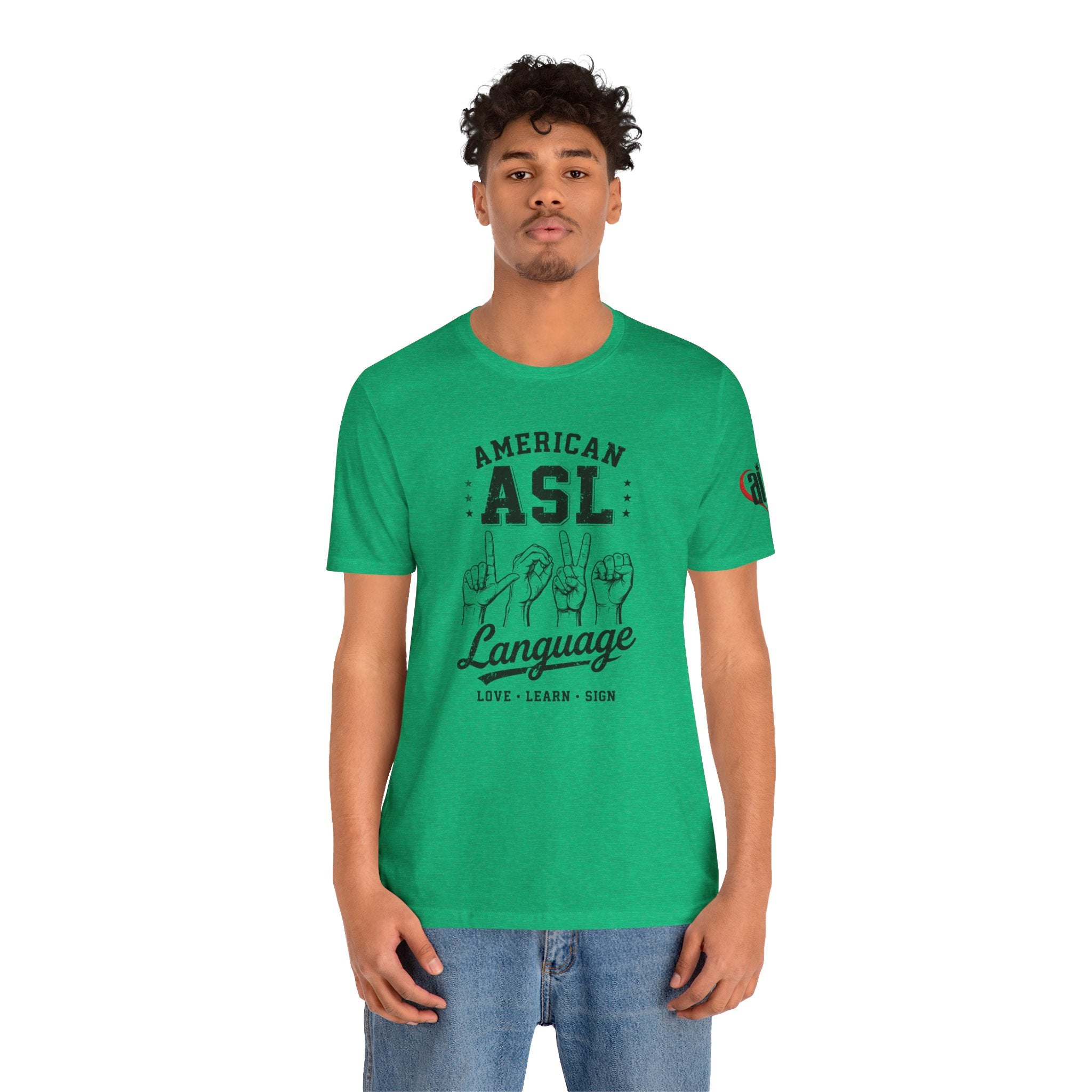 Men ASL American Sign Language Hand Sign Graphic Tee – Minimalist Black & White Design
