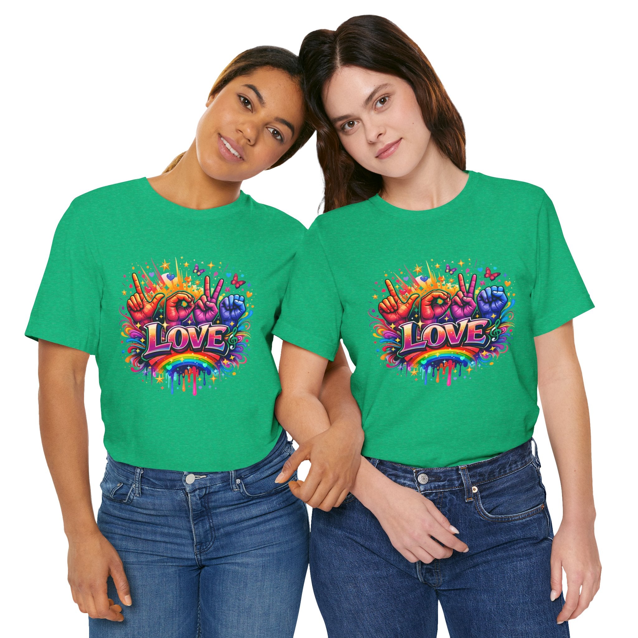 Women ASL Love Explosion – Vibrant Expression T-Shirt Design
