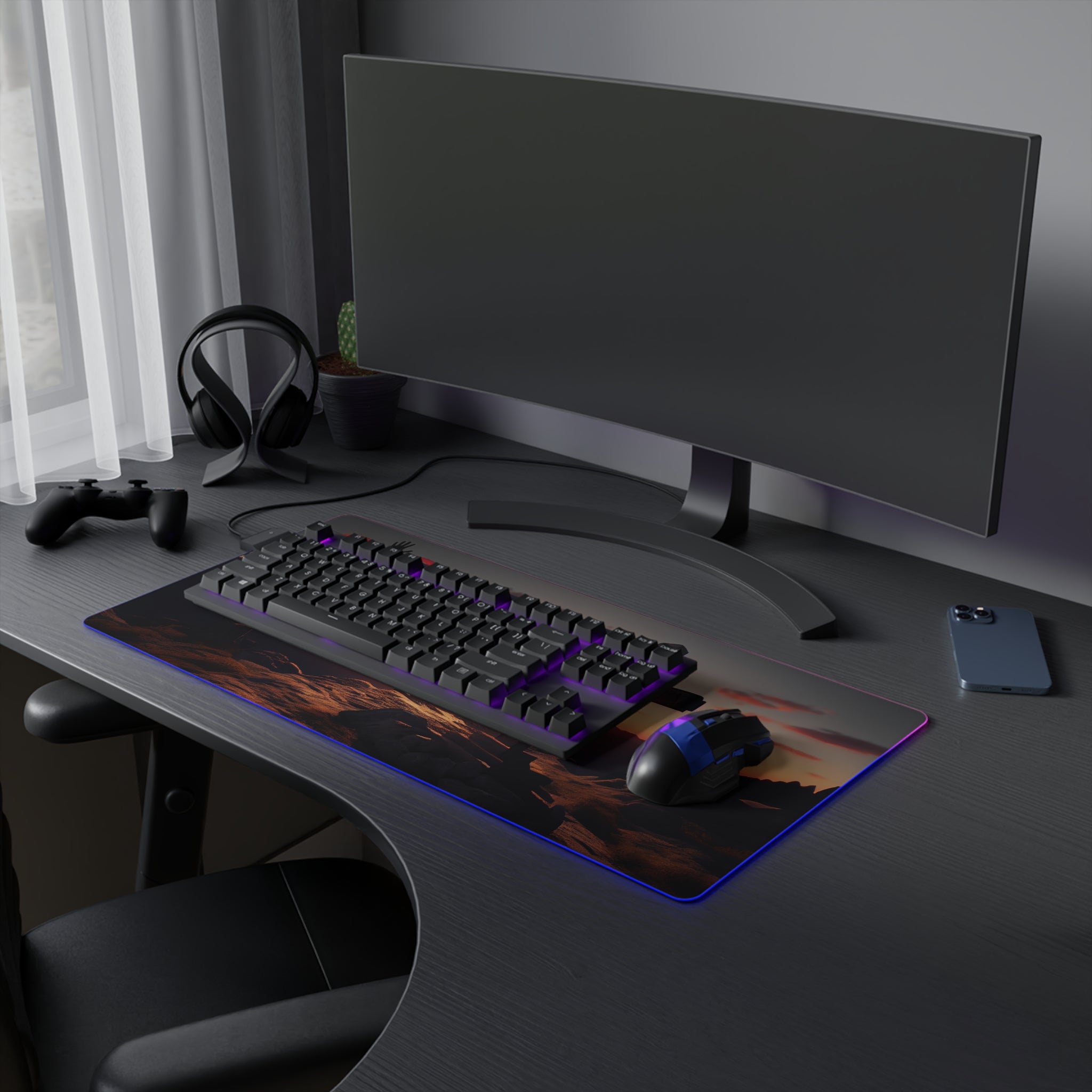 AIS RGB LED Gaming Mouse Pad with Inspirational Design, Perfect for Gamers, Desk Accessory, Gamer Gift, Office Decor