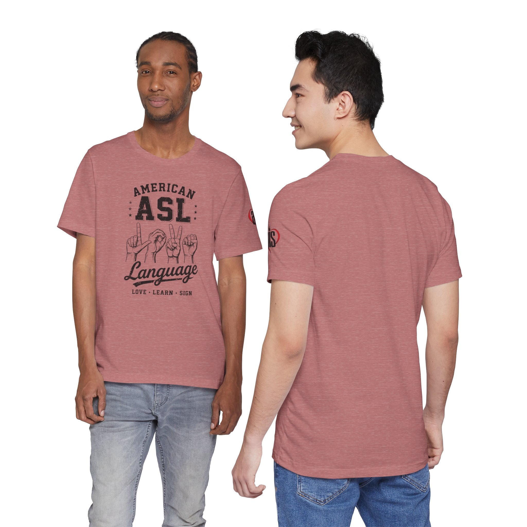 Men ASL American Sign Language Hand Sign Graphic Tee – Minimalist Black & White Design