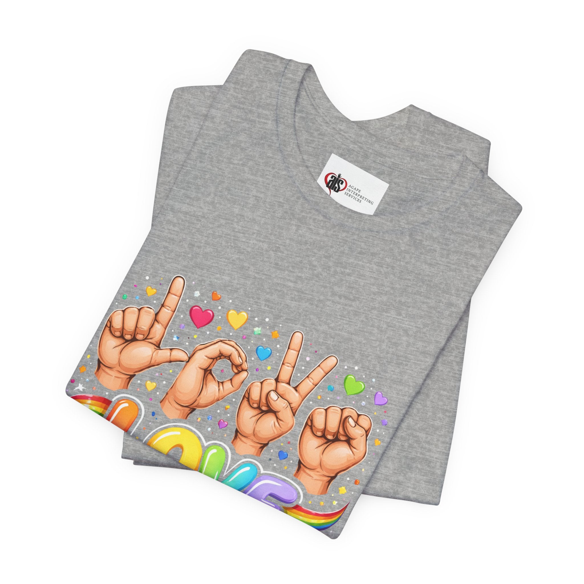 Women ASL Love Expression – Vibrant Sign Language T-Shirt Design