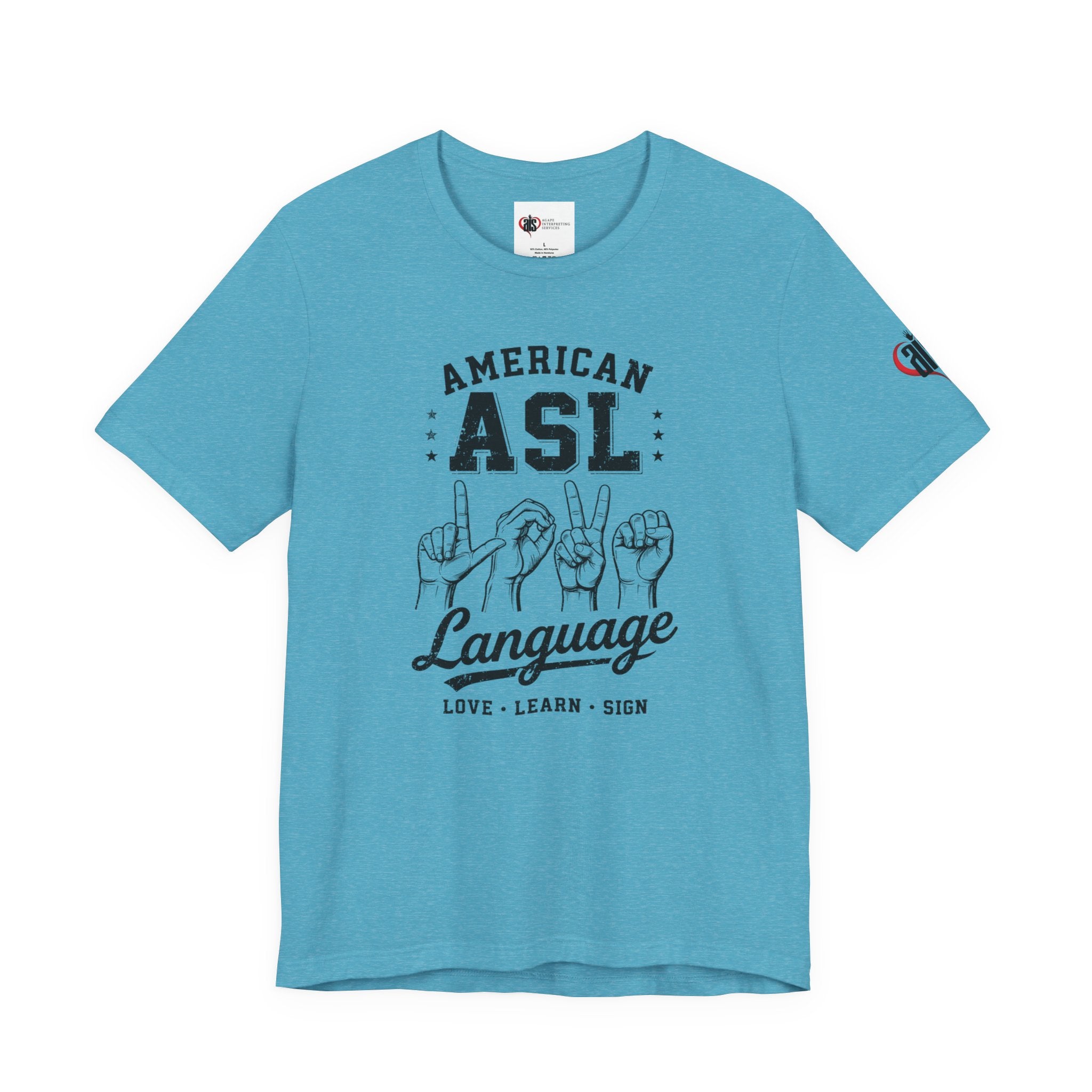 Men ASL American Sign Language Hand Sign Graphic Tee – Minimalist Black & White Design