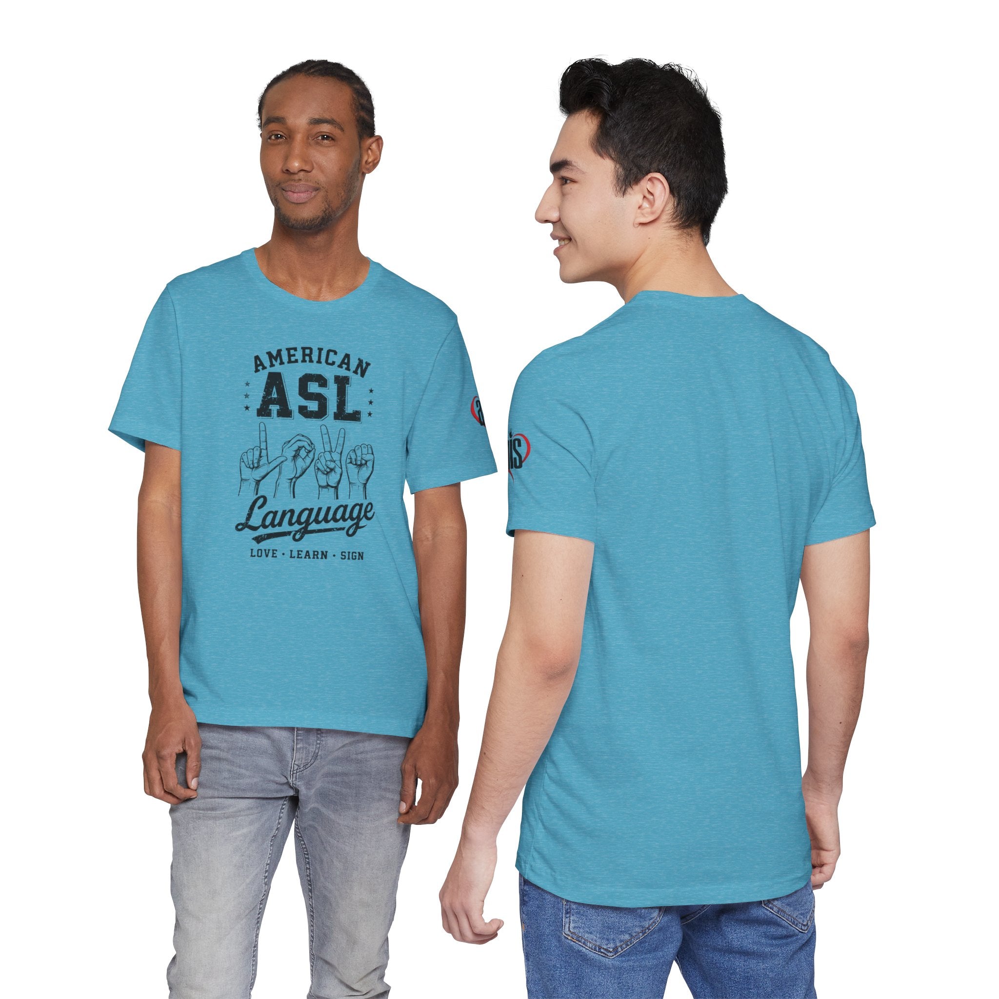 Men ASL American Sign Language Hand Sign Graphic Tee – Minimalist Black & White Design