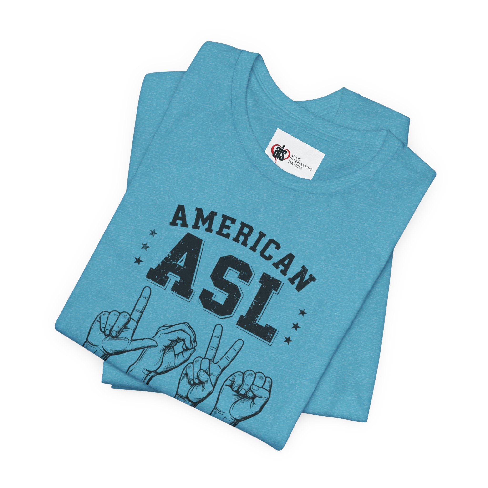 Men ASL American Sign Language Hand Sign Graphic Tee – Minimalist Black & White Design