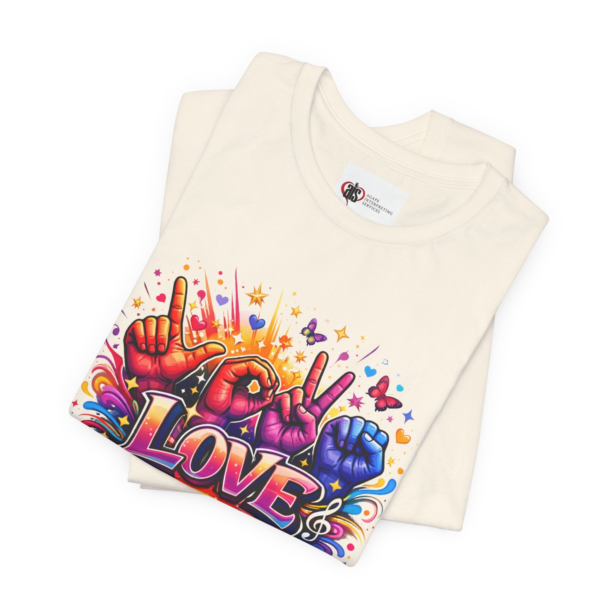 Women ASL Love Explosion – Vibrant Expression T-Shirt Design