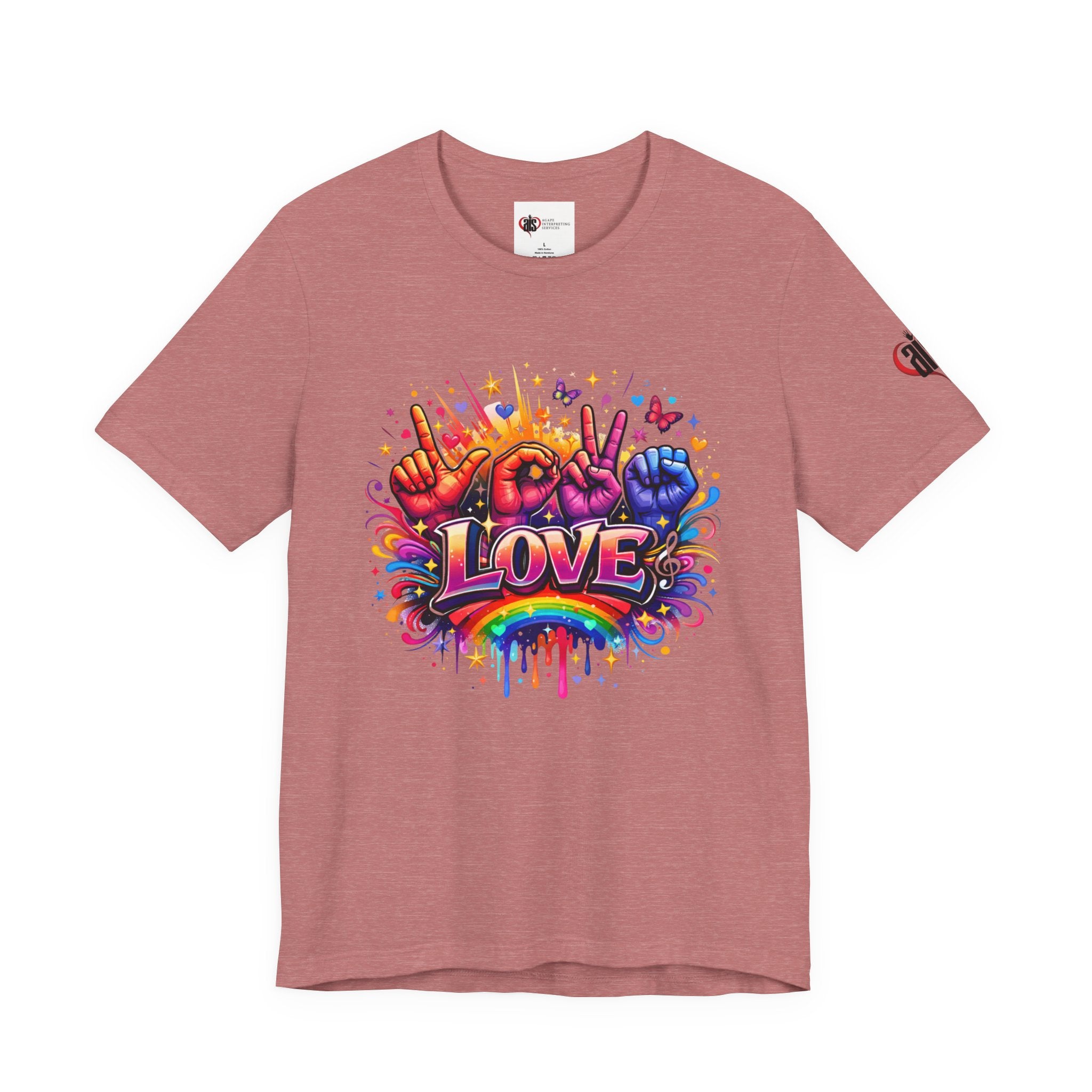 Women ASL Love Explosion – Vibrant Expression T-Shirt Design