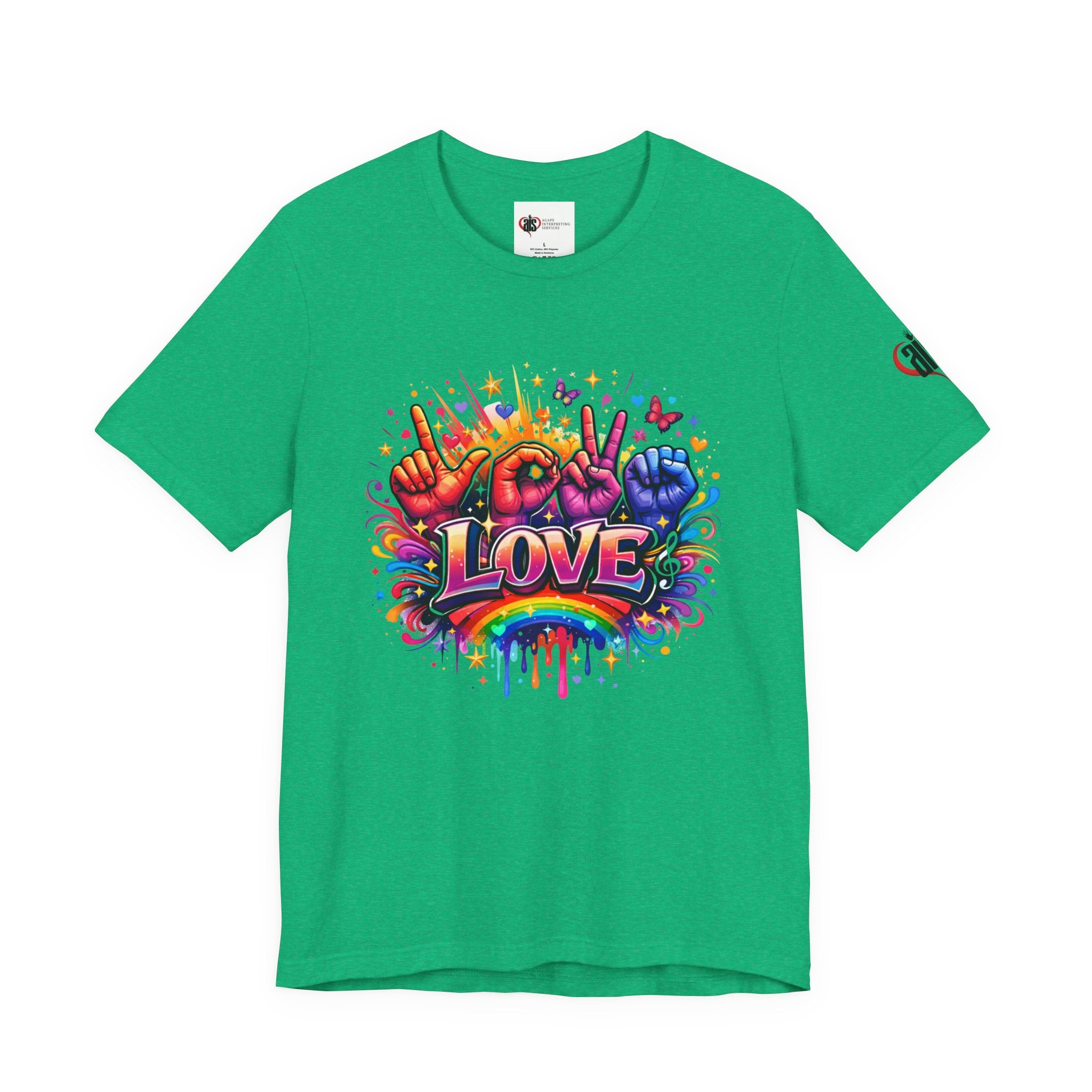 Women ASL Love Explosion – Vibrant Expression T-Shirt Design