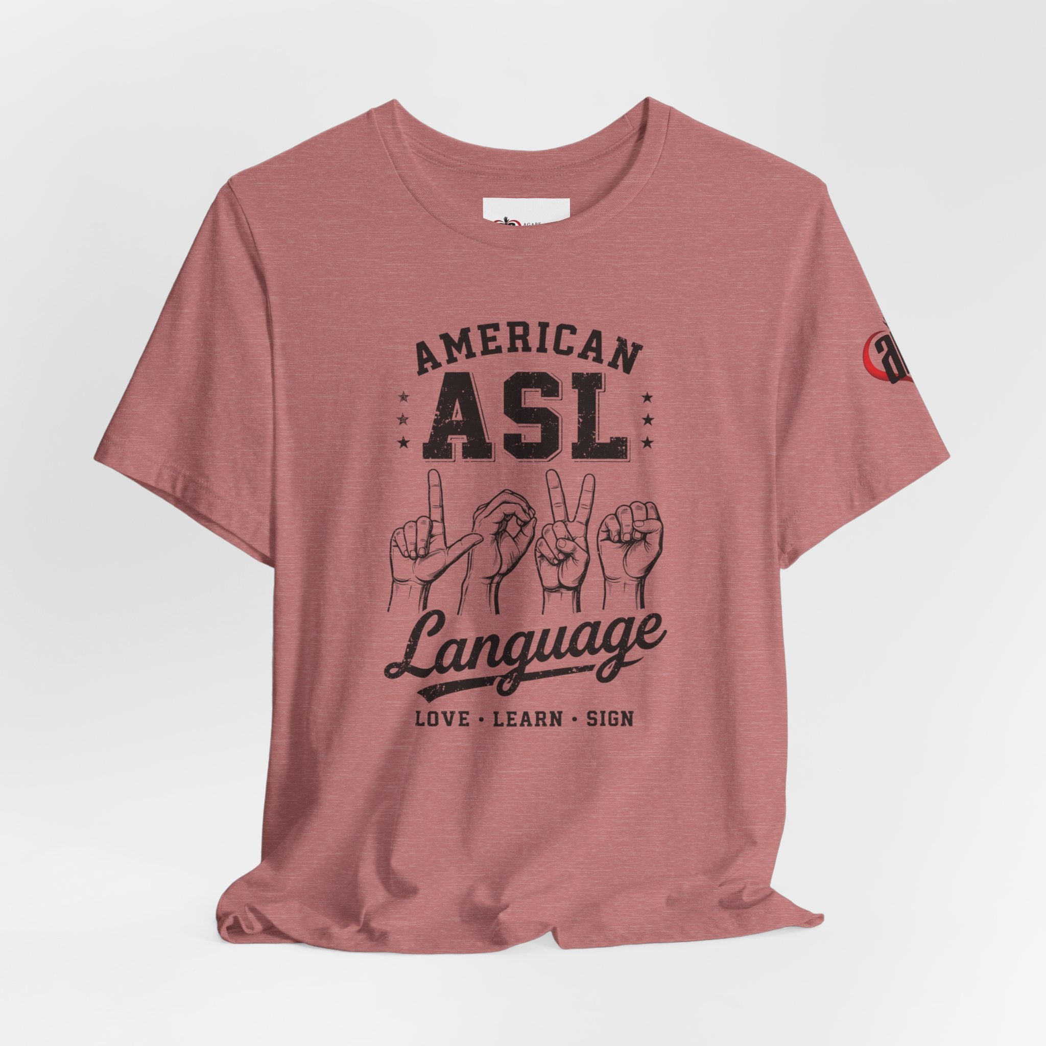 Men ASL American Sign Language Hand Sign Graphic Tee – Minimalist Black & White Design