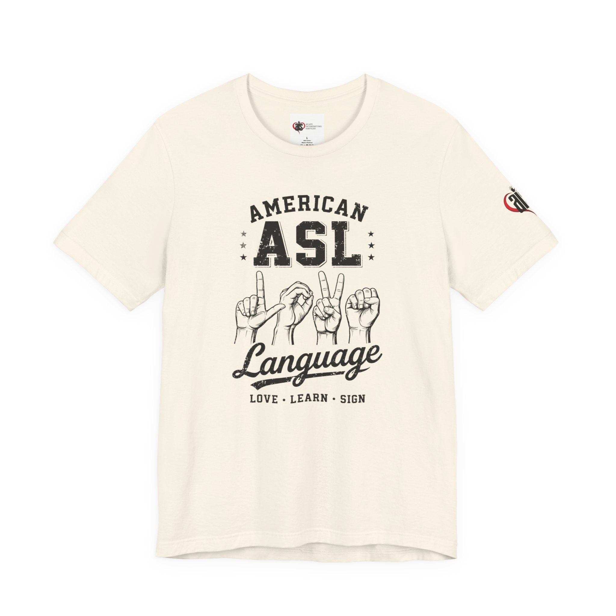 Men ASL American Sign Language Hand Sign Graphic Tee – Minimalist Black & White Design