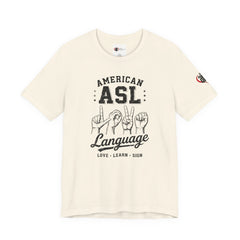 Men ASL American Sign Language Hand Sign Graphic Tee – Minimalist Black & White Design
