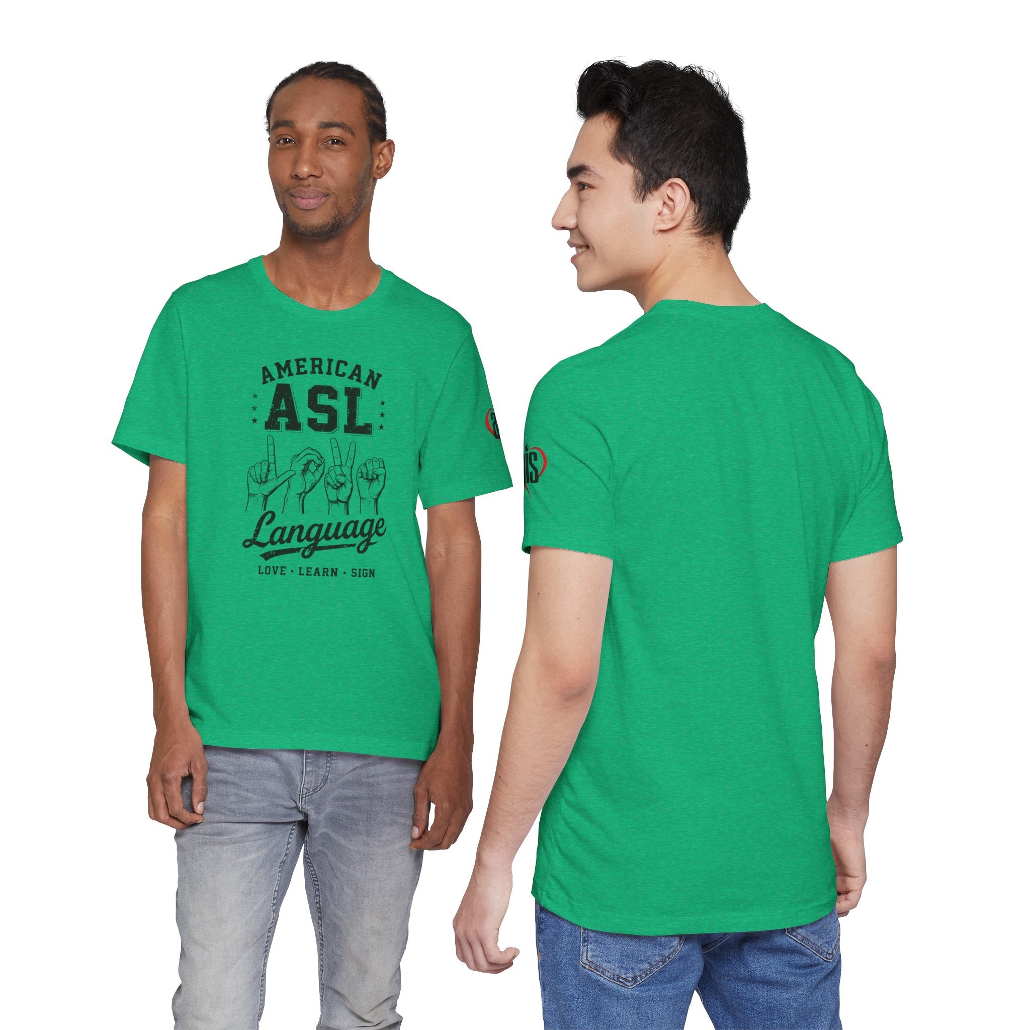 Men ASL American Sign Language Hand Sign Graphic Tee – Minimalist Black & White Design