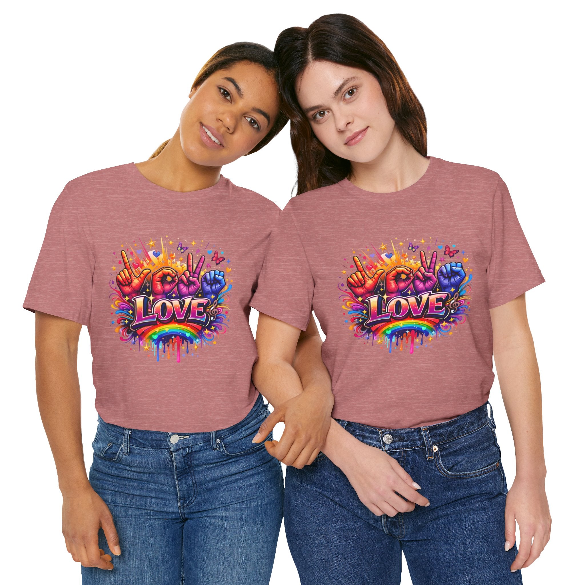 Women ASL Love Explosion – Vibrant Expression T-Shirt Design