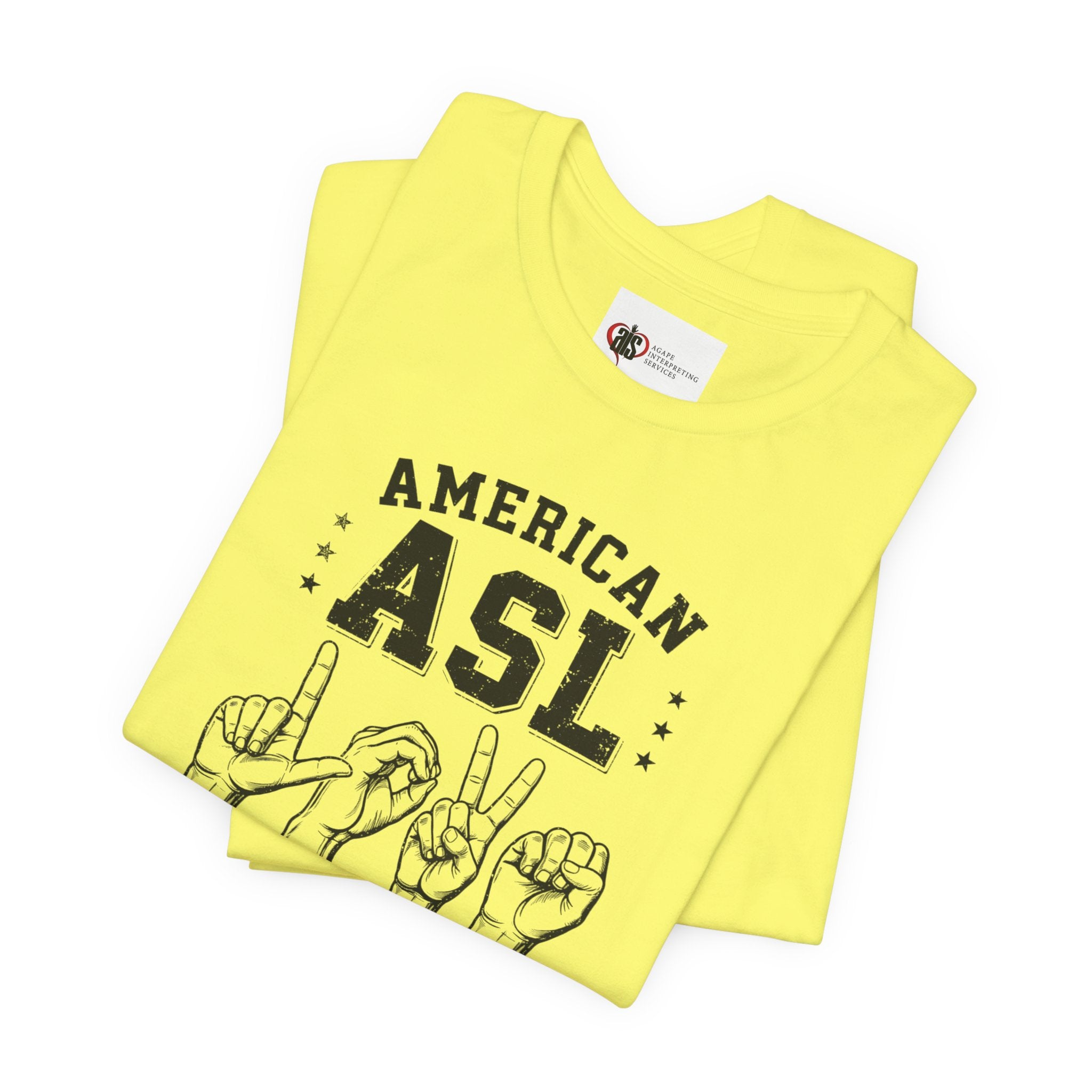 Men ASL American Sign Language Hand Sign Graphic Tee – Minimalist Black & White Design
