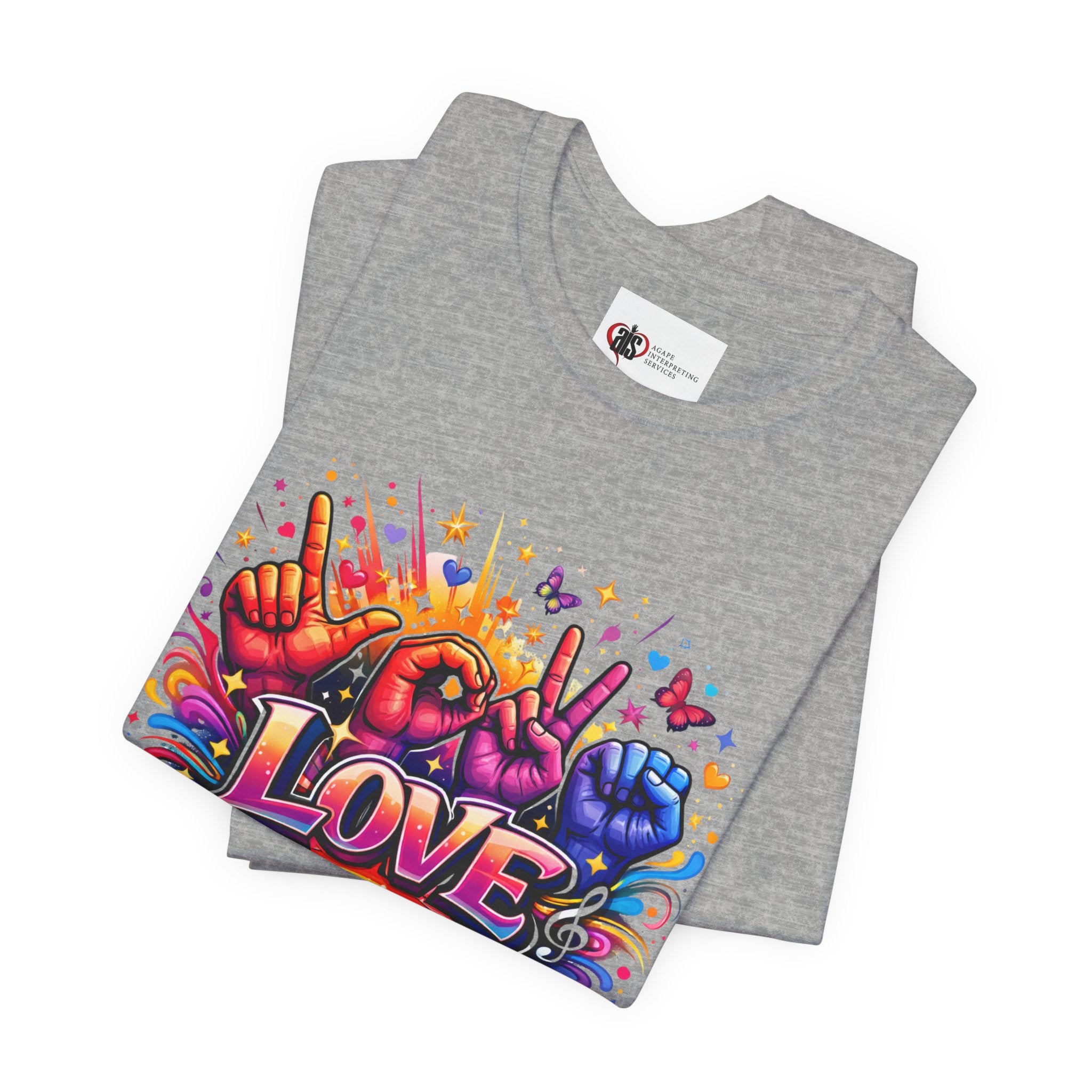 Women ASL Love Explosion – Vibrant Expression T-Shirt Design