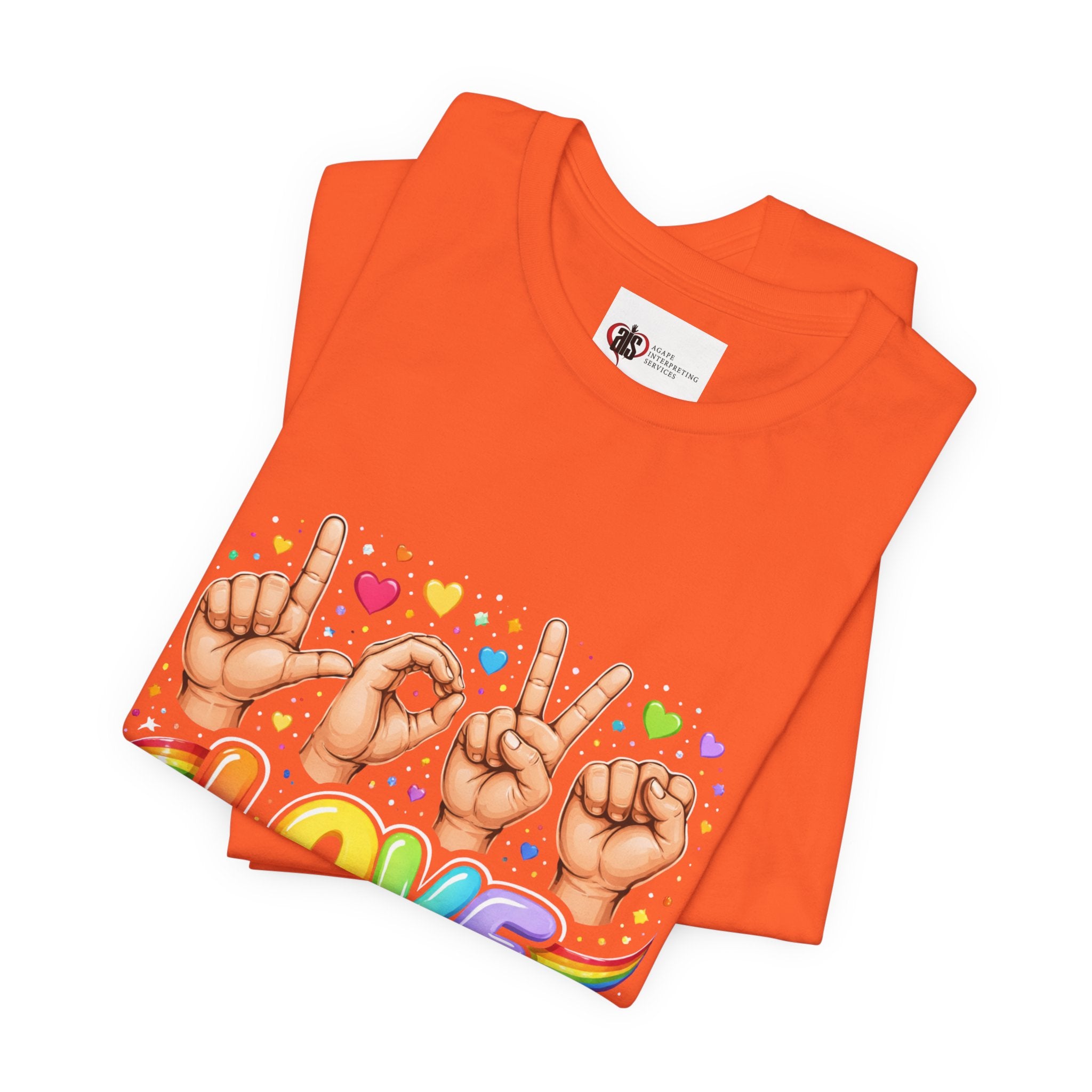 Women ASL Love Expression – Vibrant Sign Language T-Shirt Design