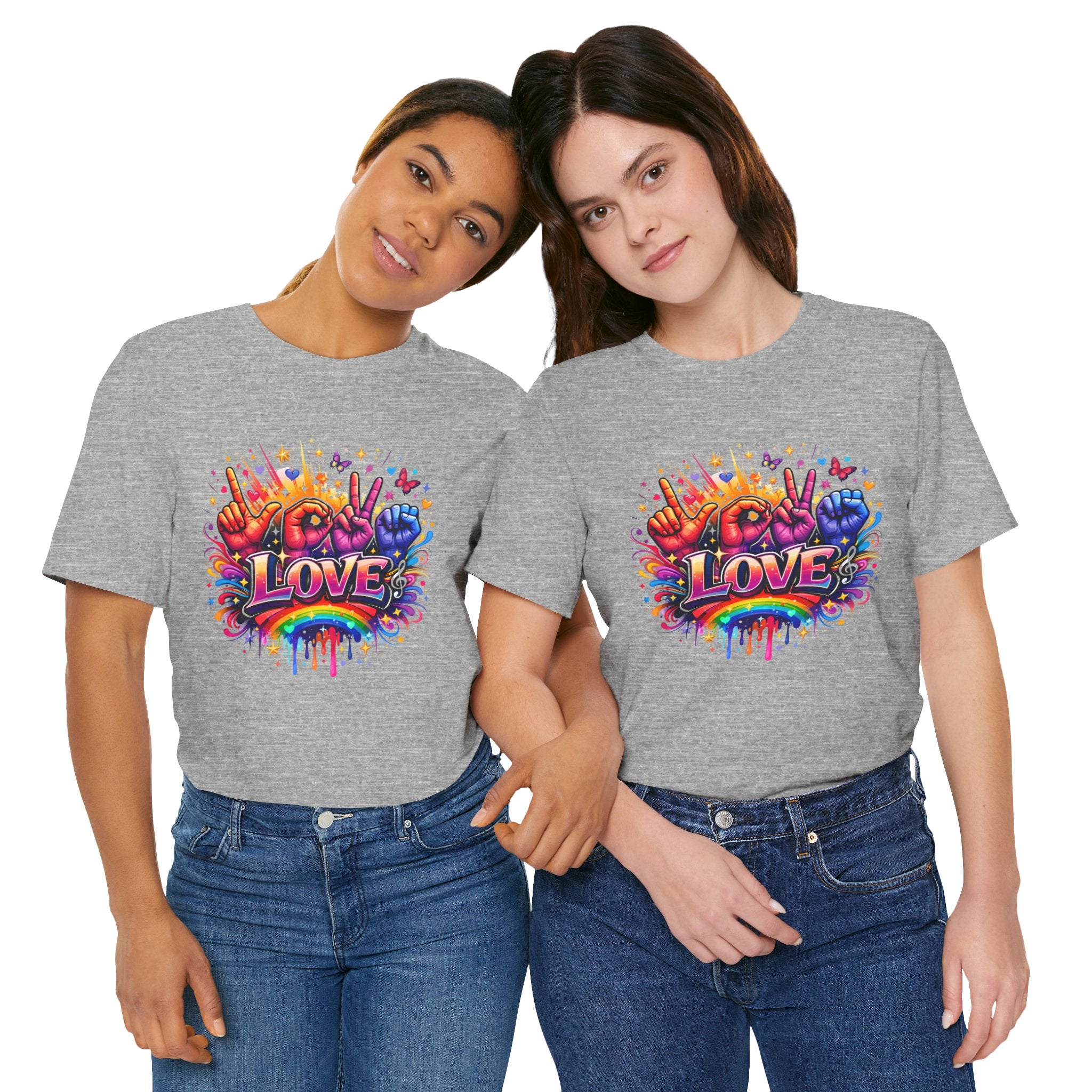 Women ASL Love Explosion – Vibrant Expression T-Shirt Design
