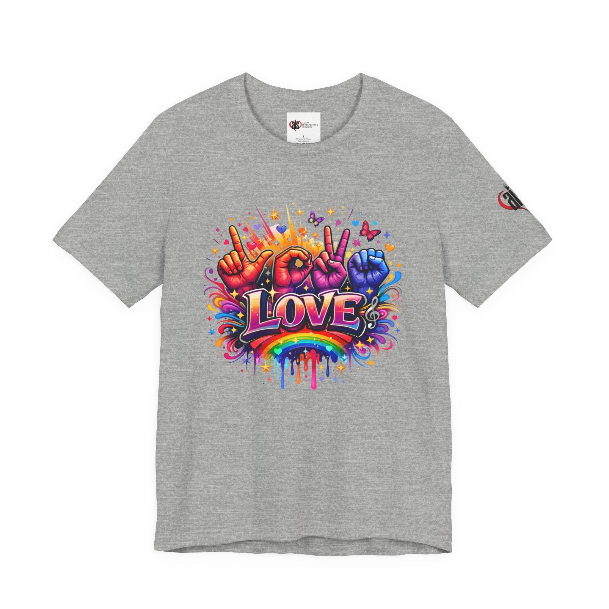 Women ASL Love Explosion – Vibrant Expression T-Shirt Design