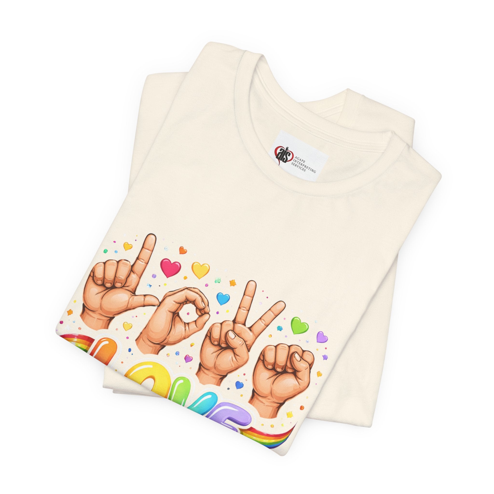 Women ASL Love Expression – Vibrant Sign Language T-Shirt Design