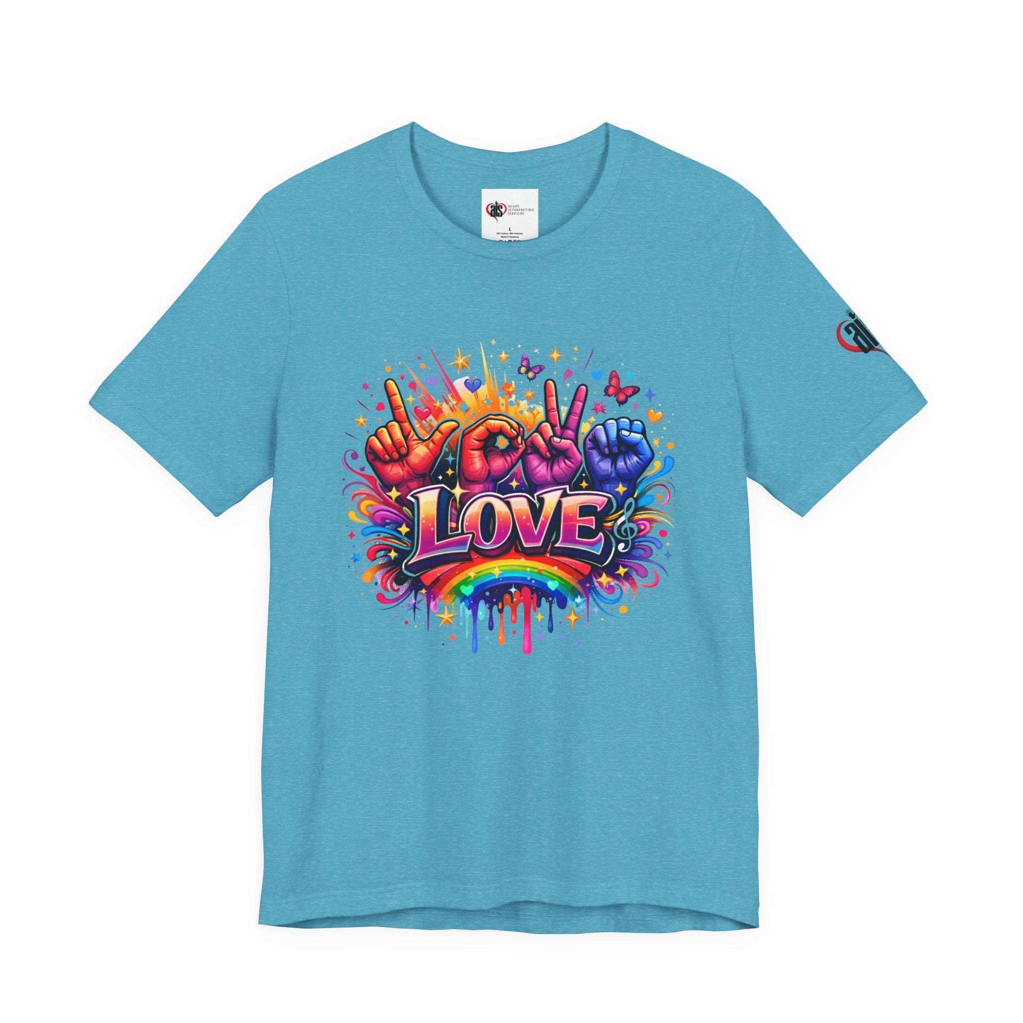 Women ASL Love Explosion – Vibrant Expression T-Shirt Design