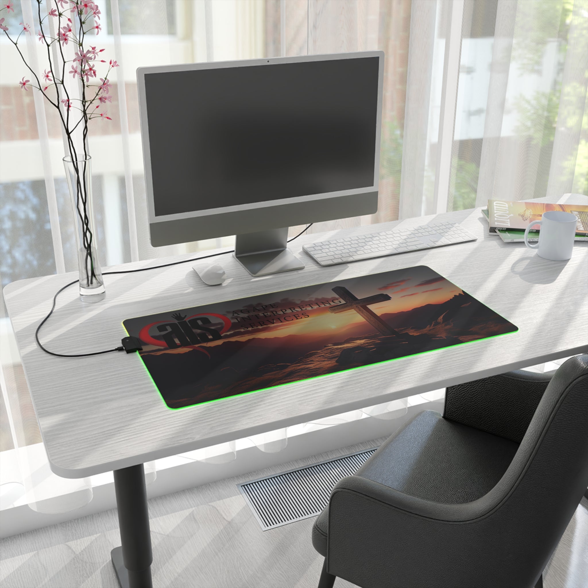 AIS RGB LED Gaming Mouse Pad with Inspirational Design, Perfect for Gamers, Desk Accessory, Gamer Gift, Office Decor