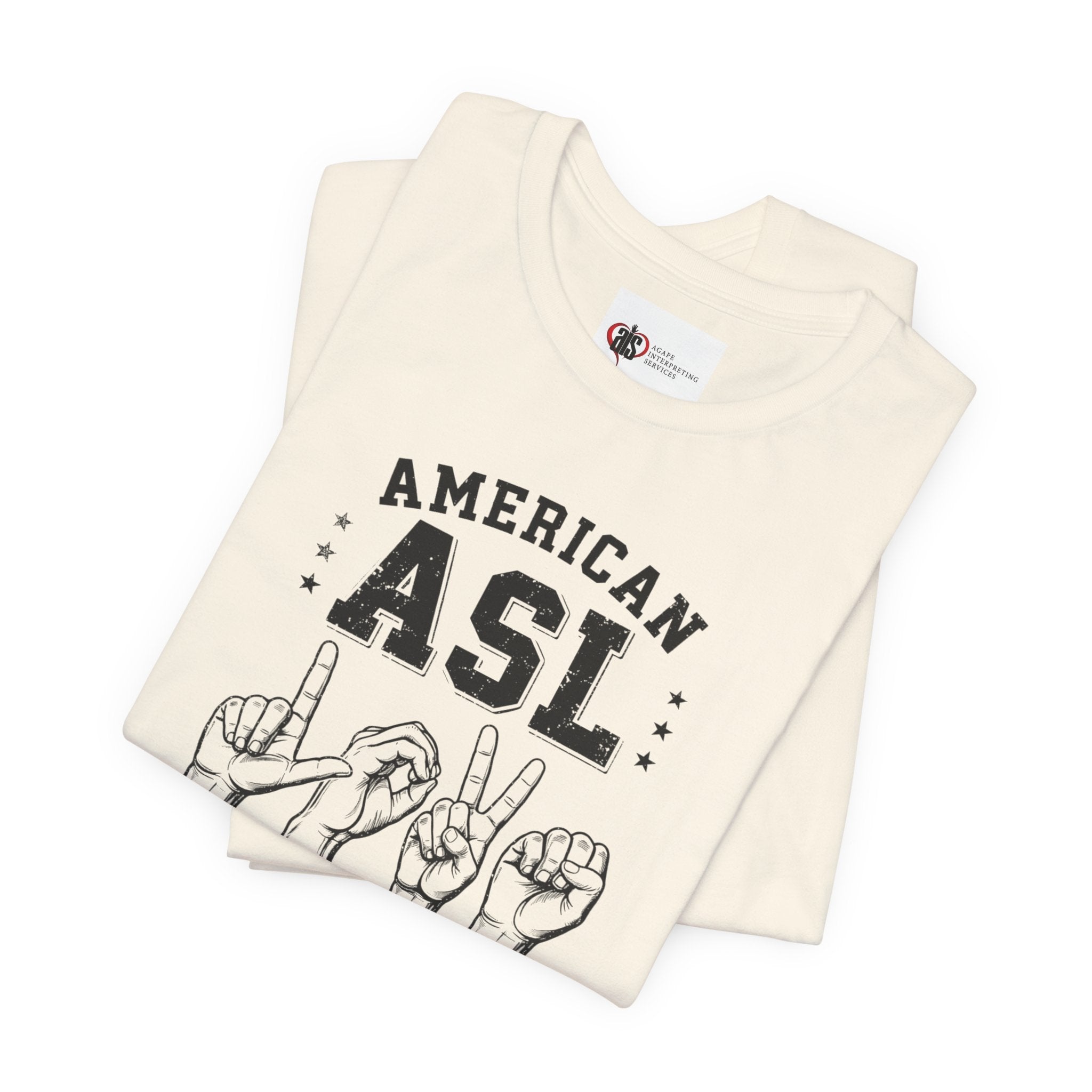 Men ASL American Sign Language Hand Sign Graphic Tee – Minimalist Black & White Design