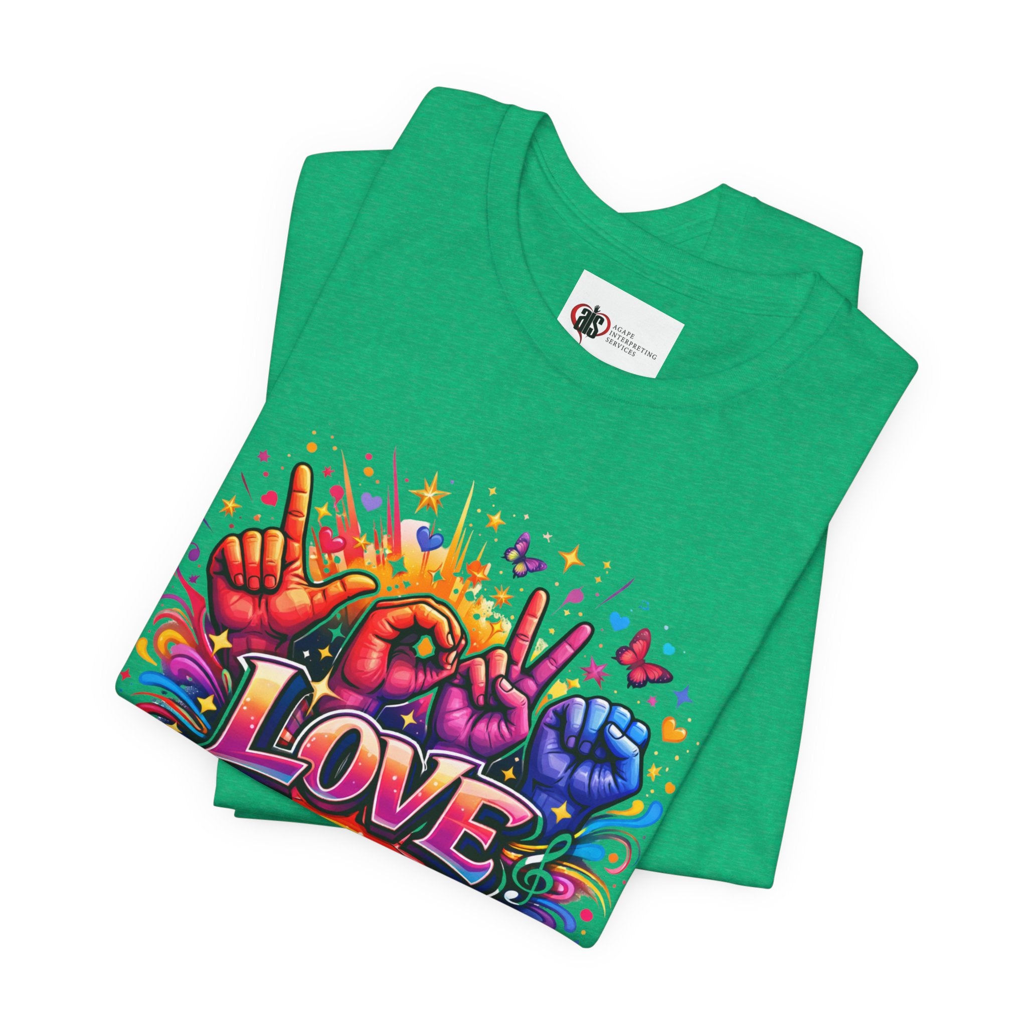Women ASL Love Explosion – Vibrant Expression T-Shirt Design