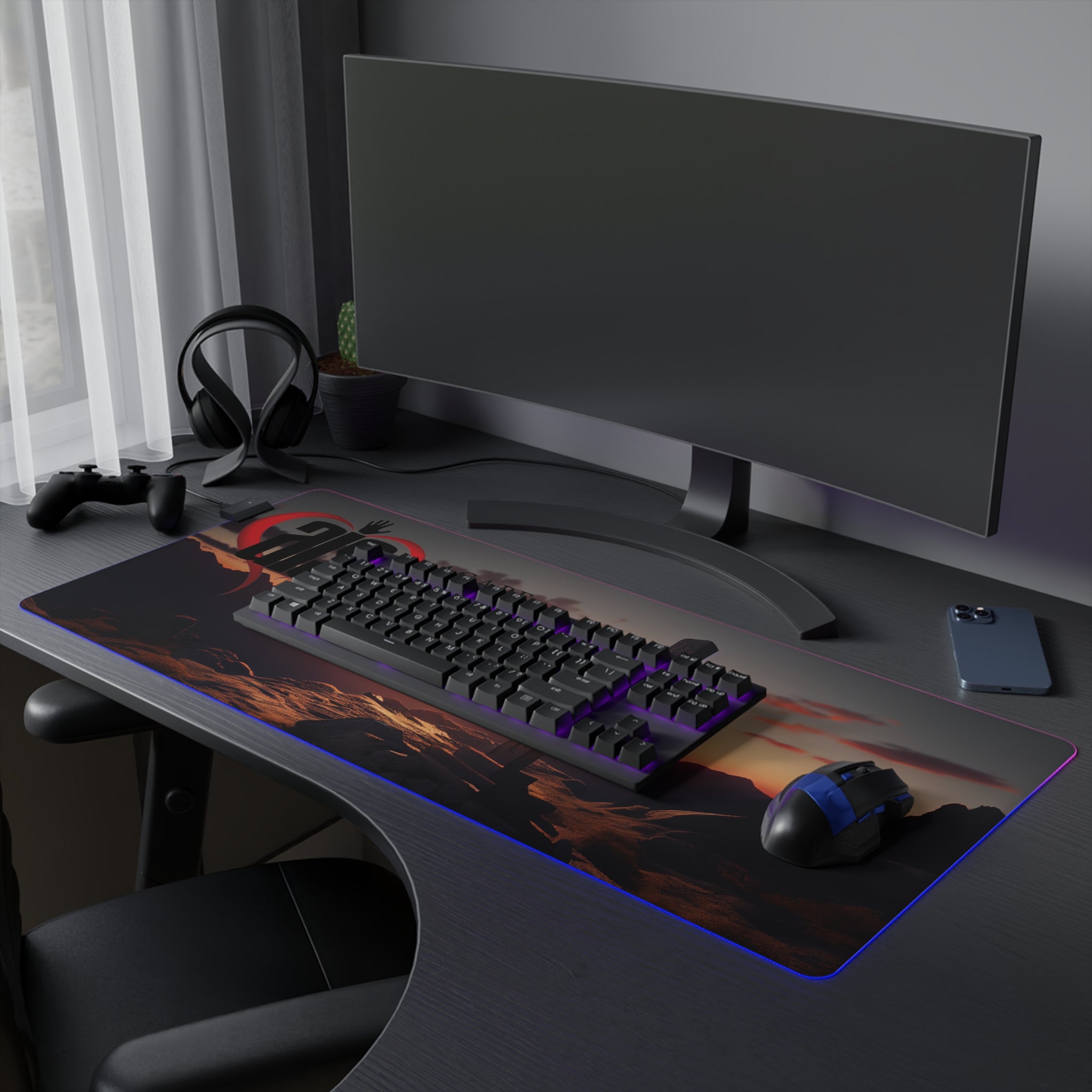 AIS RGB LED Gaming Mouse Pad with Inspirational Design, Perfect for Gamers, Desk Accessory, Gamer Gift, Office Decor