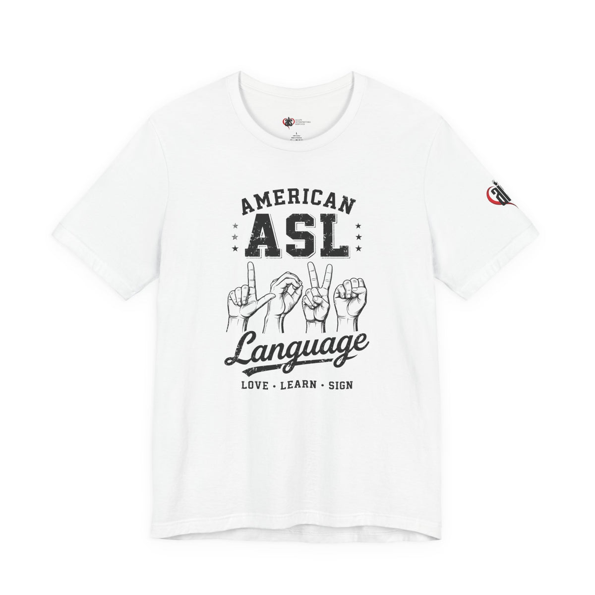 Men ASL American Sign Language Hand Sign Graphic Tee – Minimalist Black & White Design