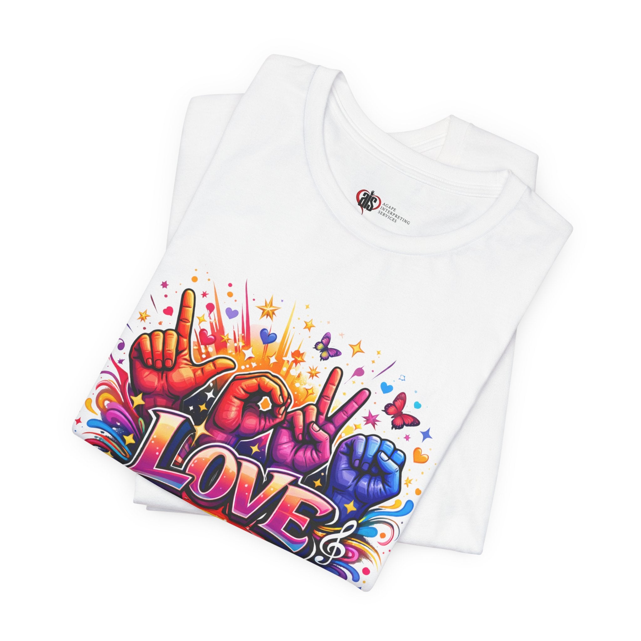 Women ASL Love Explosion – Vibrant Expression T-Shirt Design