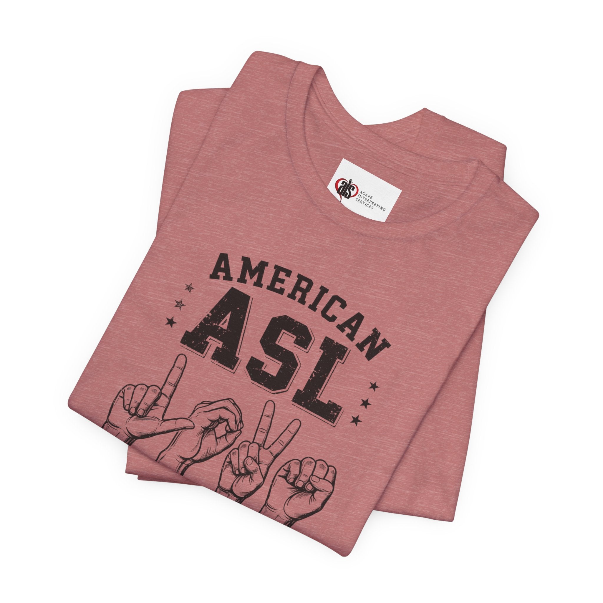 Men ASL American Sign Language Hand Sign Graphic Tee – Minimalist Black & White Design