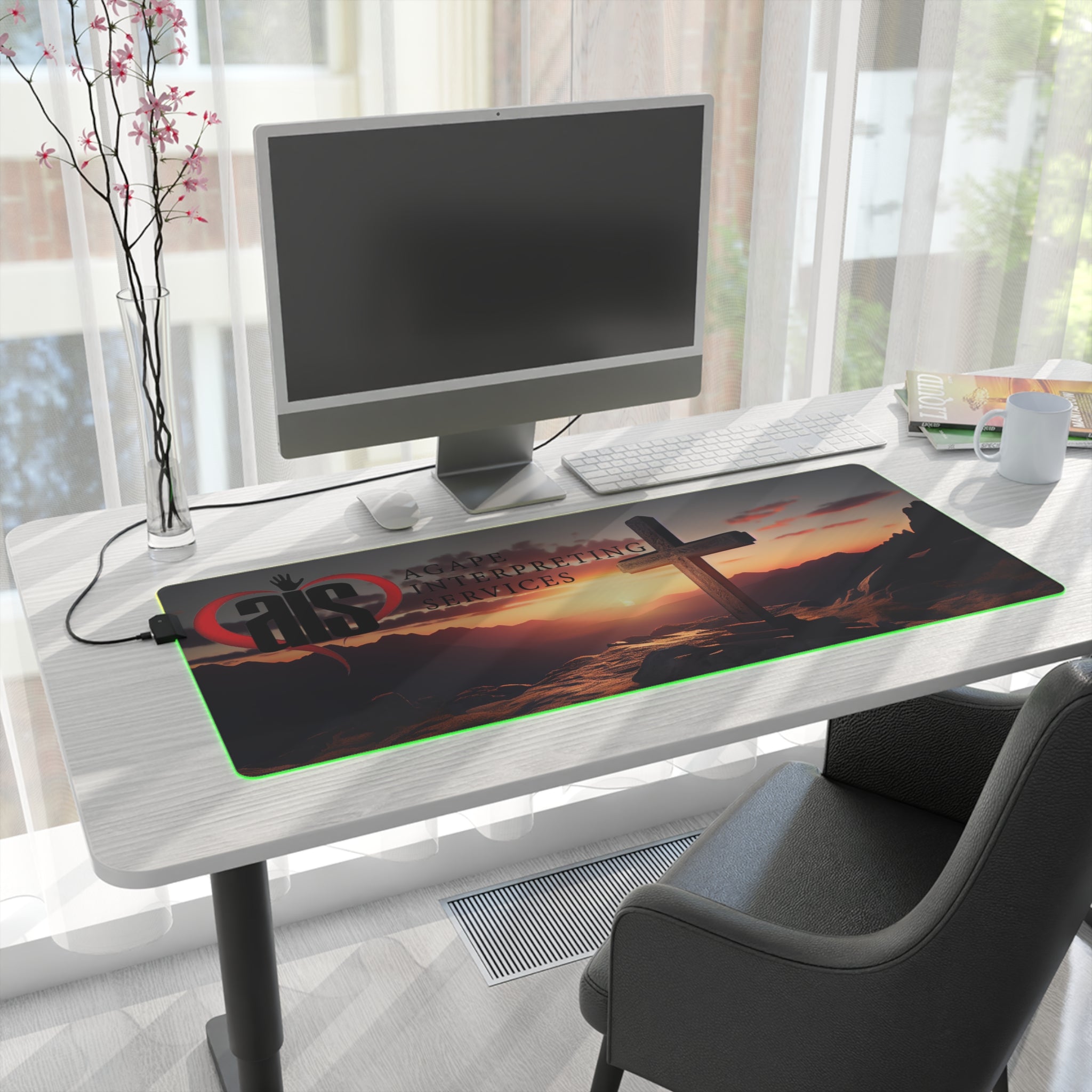AIS RGB LED Gaming Mouse Pad with Inspirational Design, Perfect for Gamers, Desk Accessory, Gamer Gift, Office Decor
