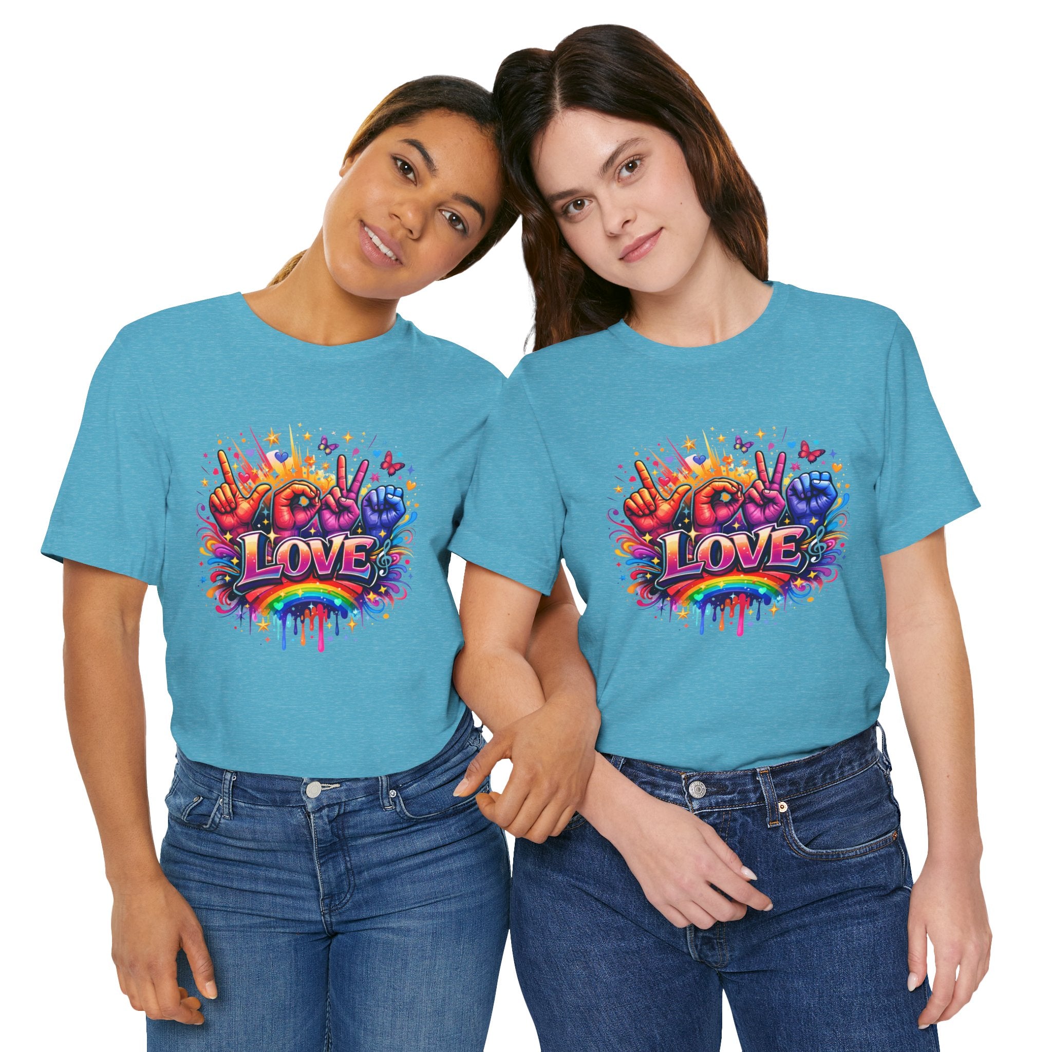 Women ASL Love Explosion – Vibrant Expression T-Shirt Design
